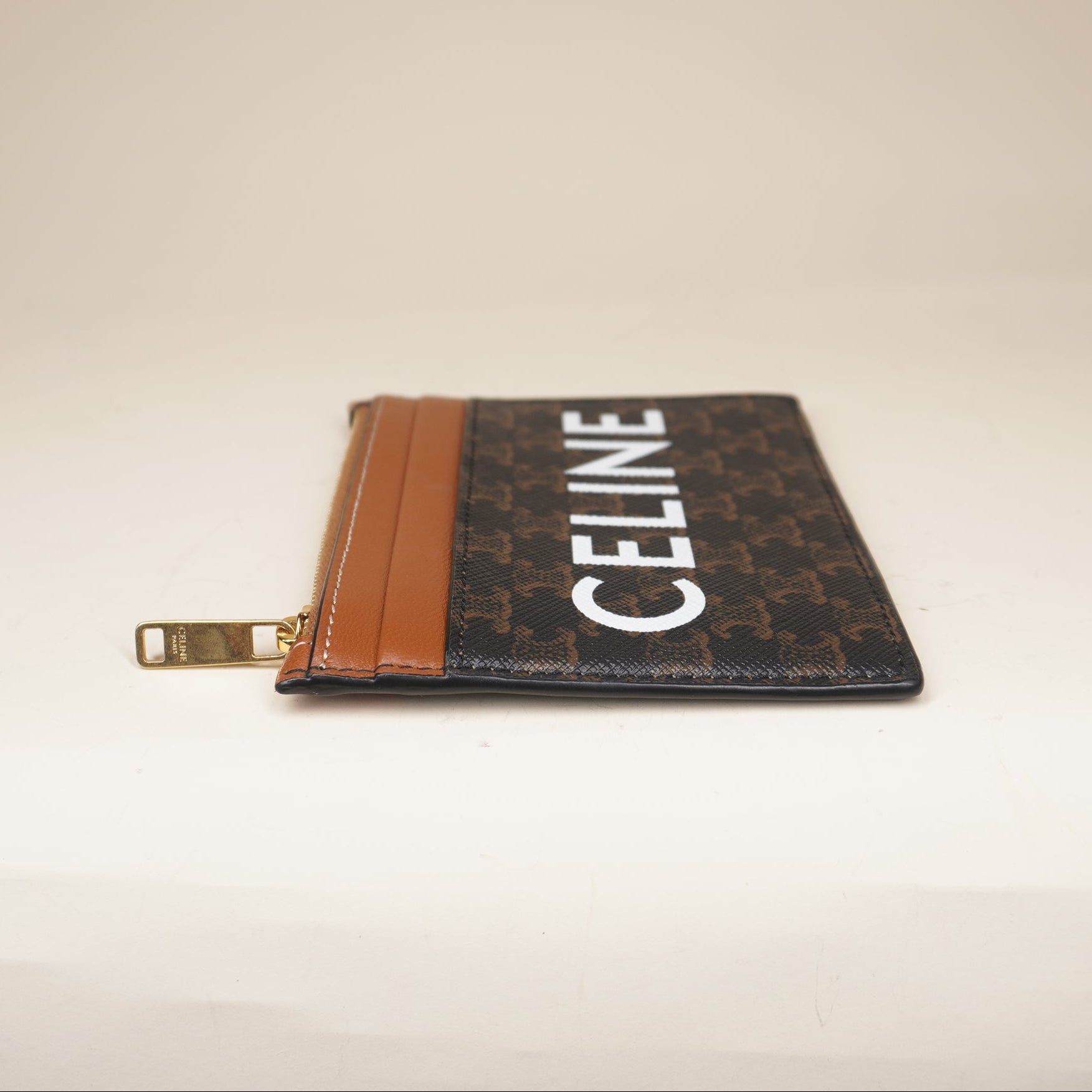 PRE-OWNED Triomphe Celine Print Brown Card Holder