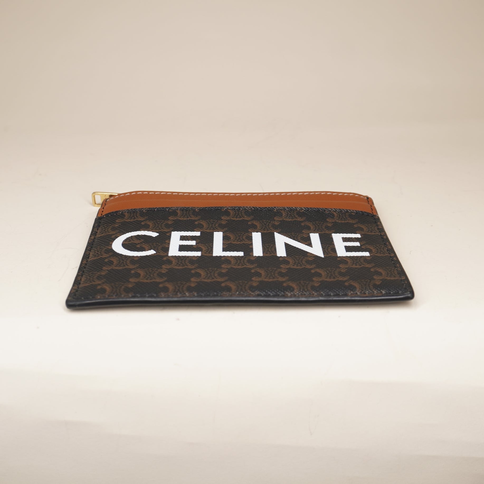 PRE-OWNED Triomphe Celine Print Brown Card Holder
