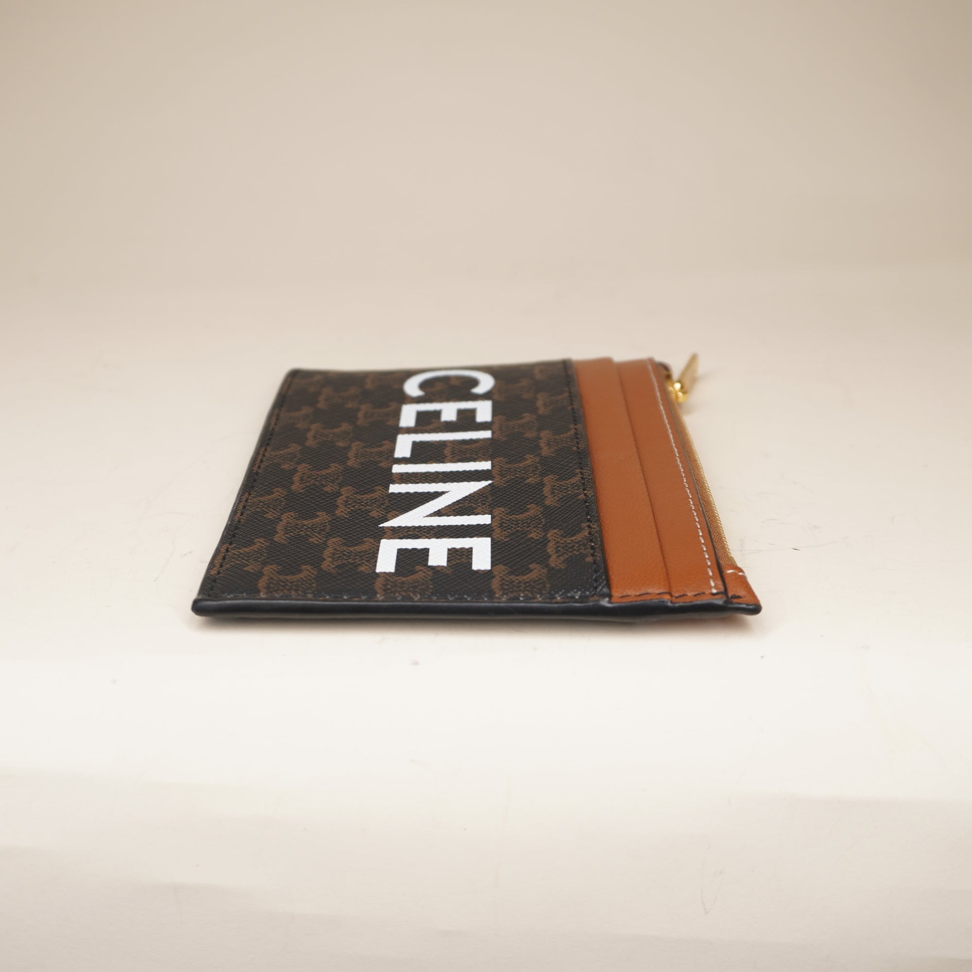 PRE-OWNED Triomphe Celine Print Brown Card Holder