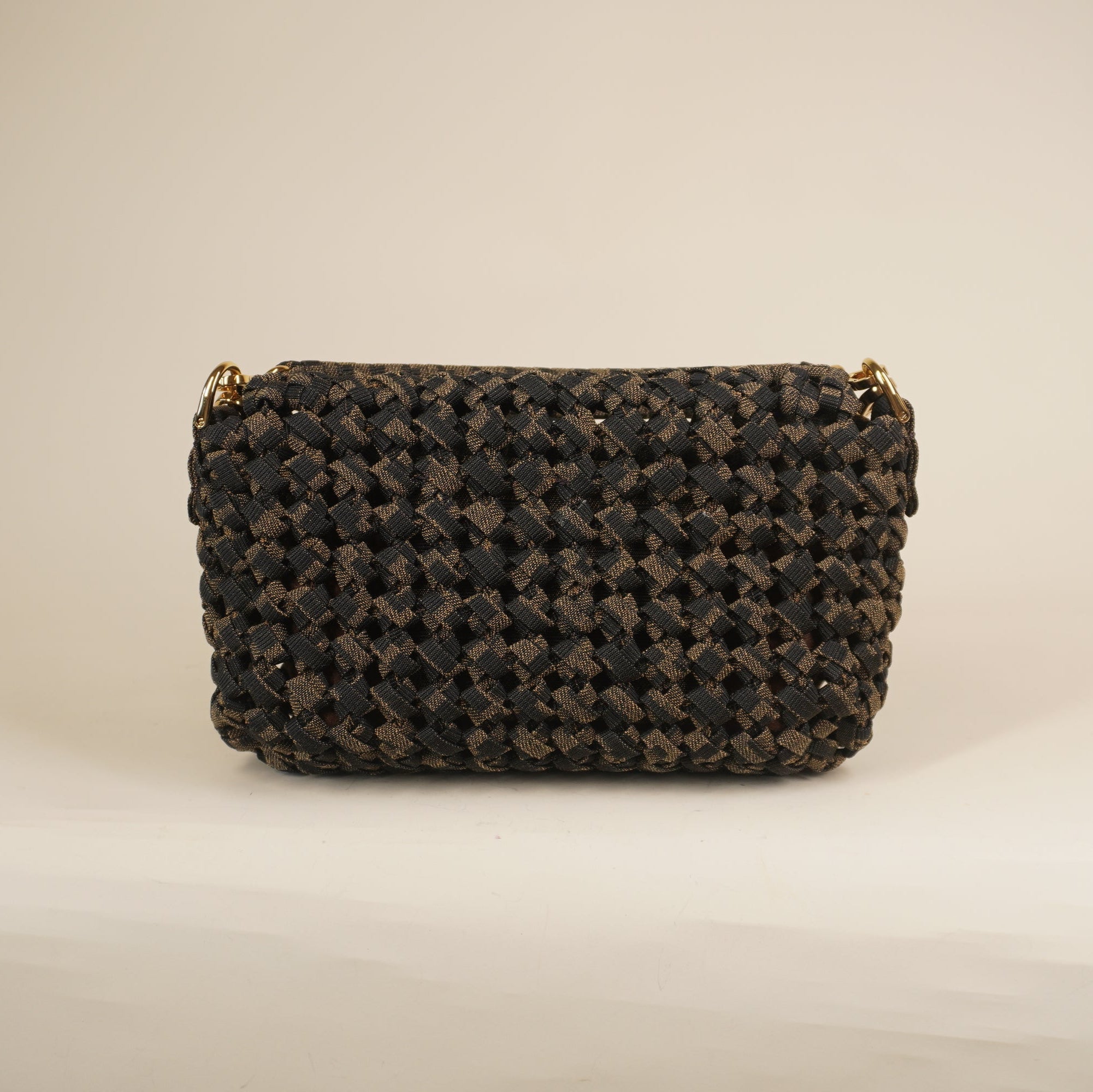PRE-OWNED FF Baguette NM Bag Woven Zucca Canvas Shoulder Bag