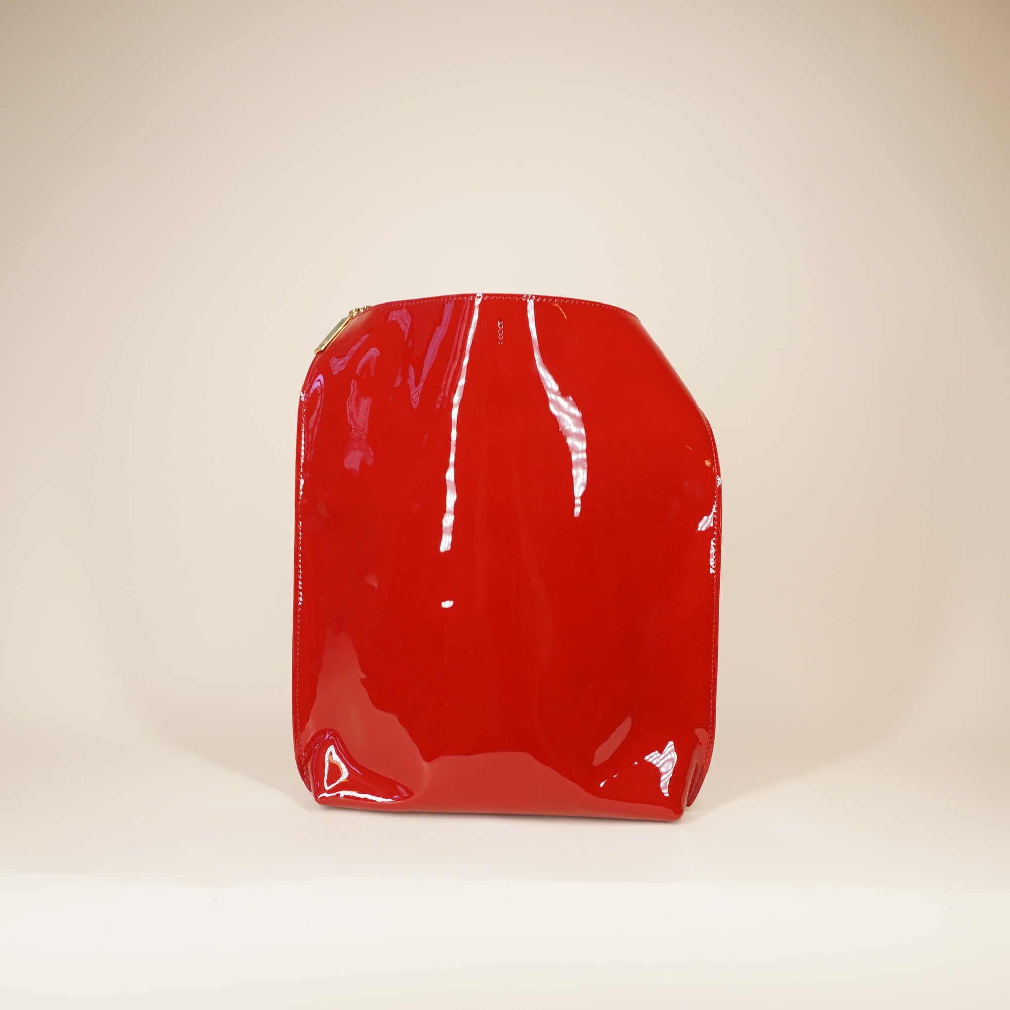PRE-OWNED Suzanne Red Patent Leather Small Chain Hobo Shoulder Bag