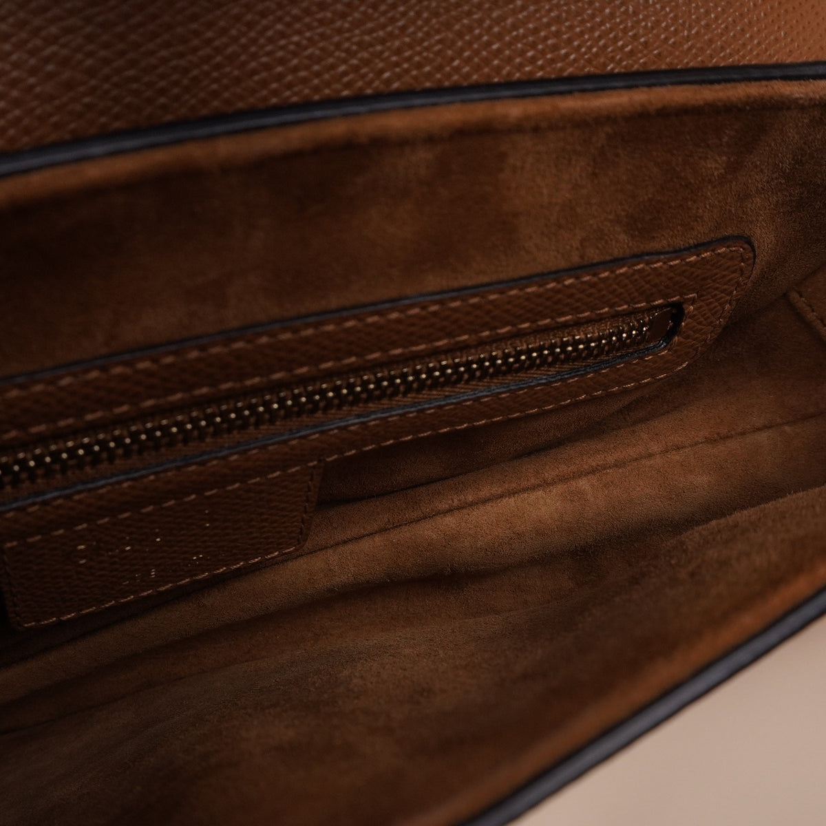 PRE-OWNED Grained Calfskin Saddle Bag With Strap Golden Saddle