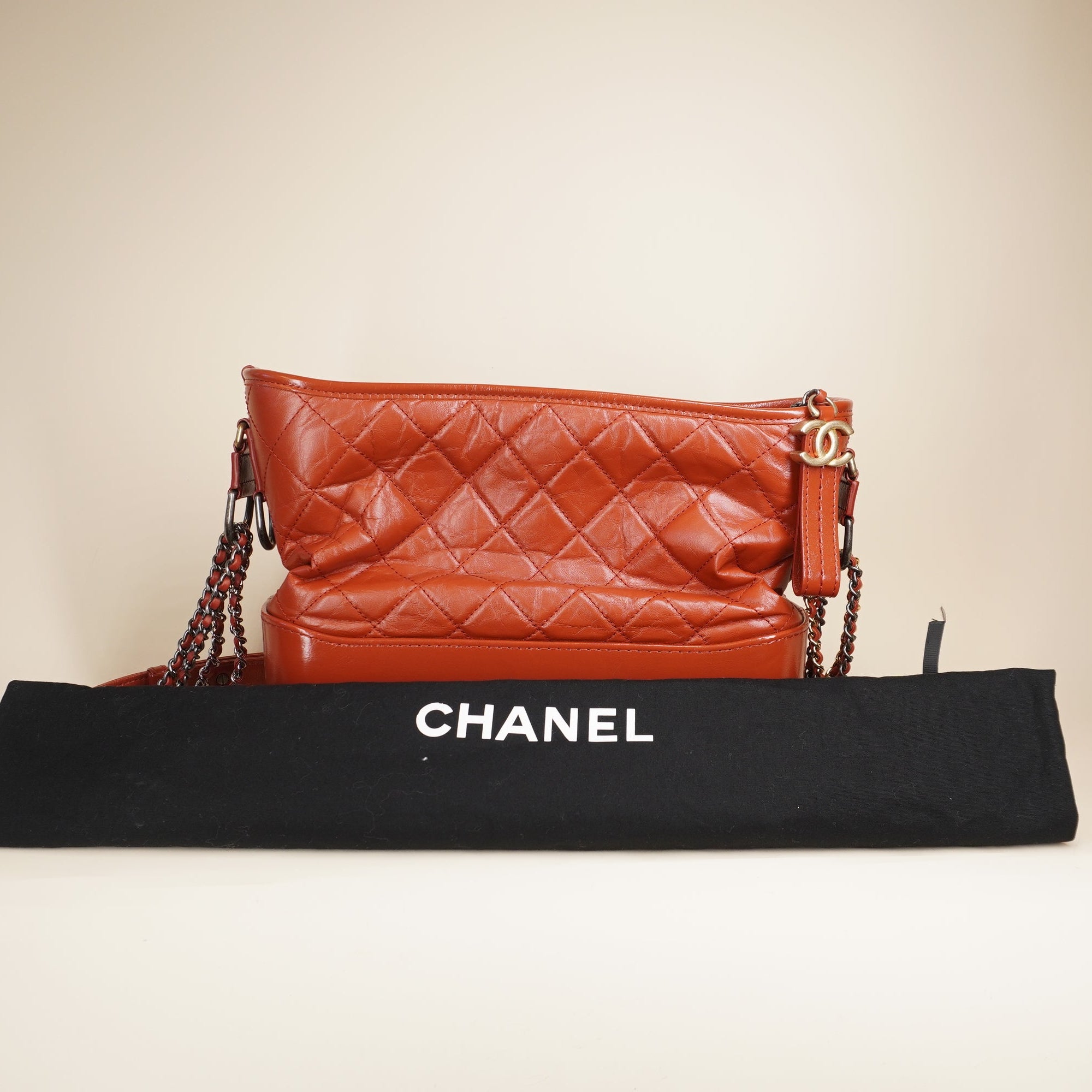 PRE-OWNED CC Red Gabrielle Hobo Shoulder Bag