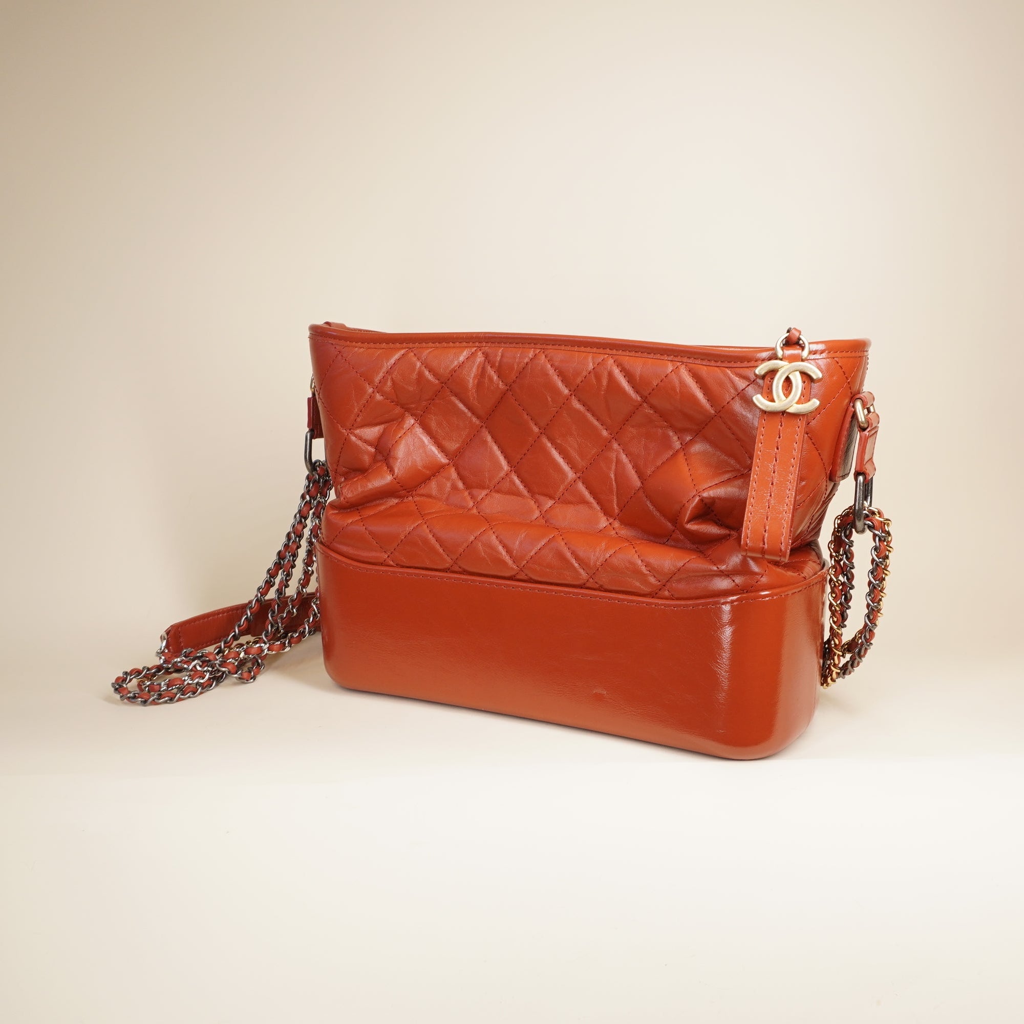 PRE-OWNED CC Red Gabrielle Hobo Shoulder Bag