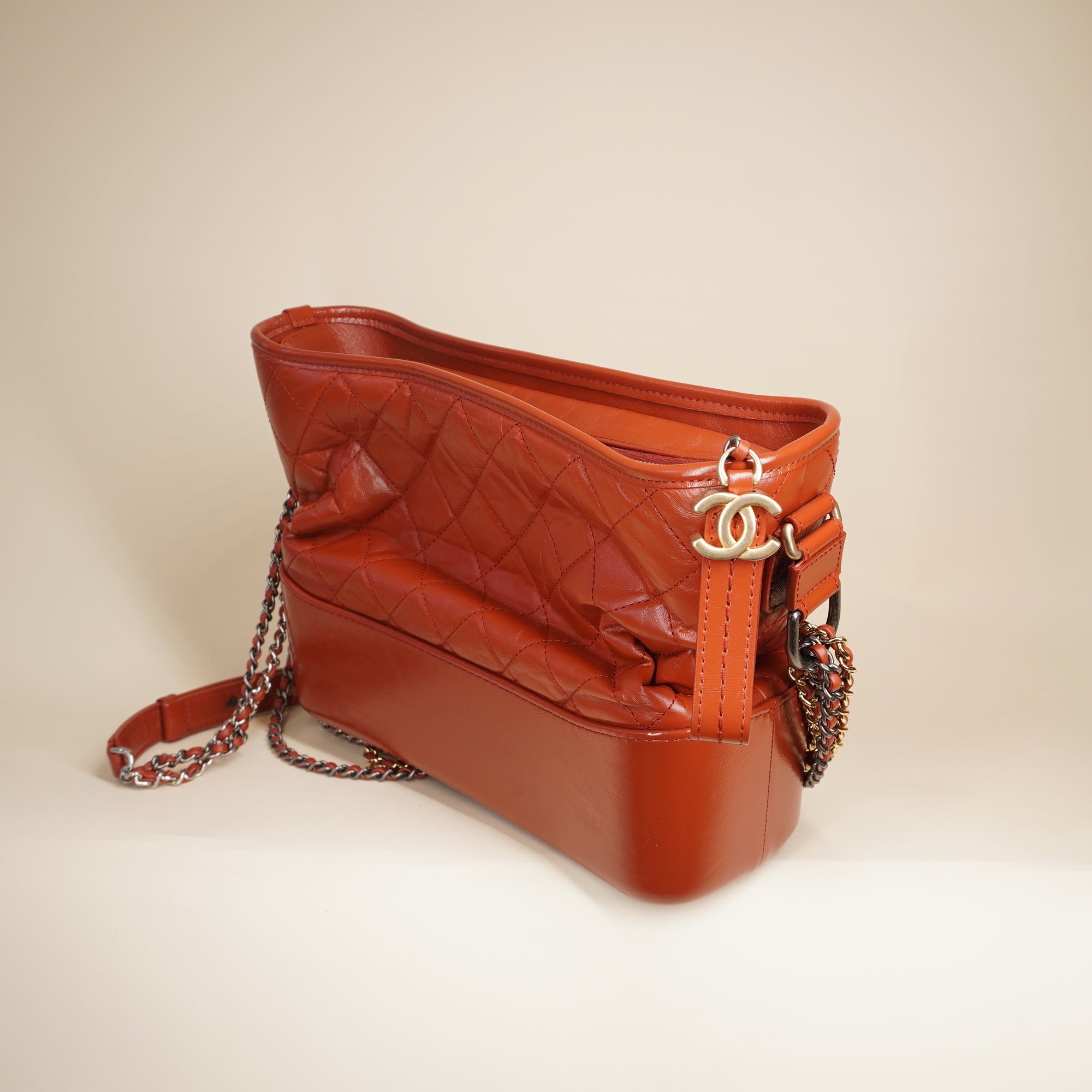 PRE-OWNED CC Red Gabrielle Hobo Shoulder Bag