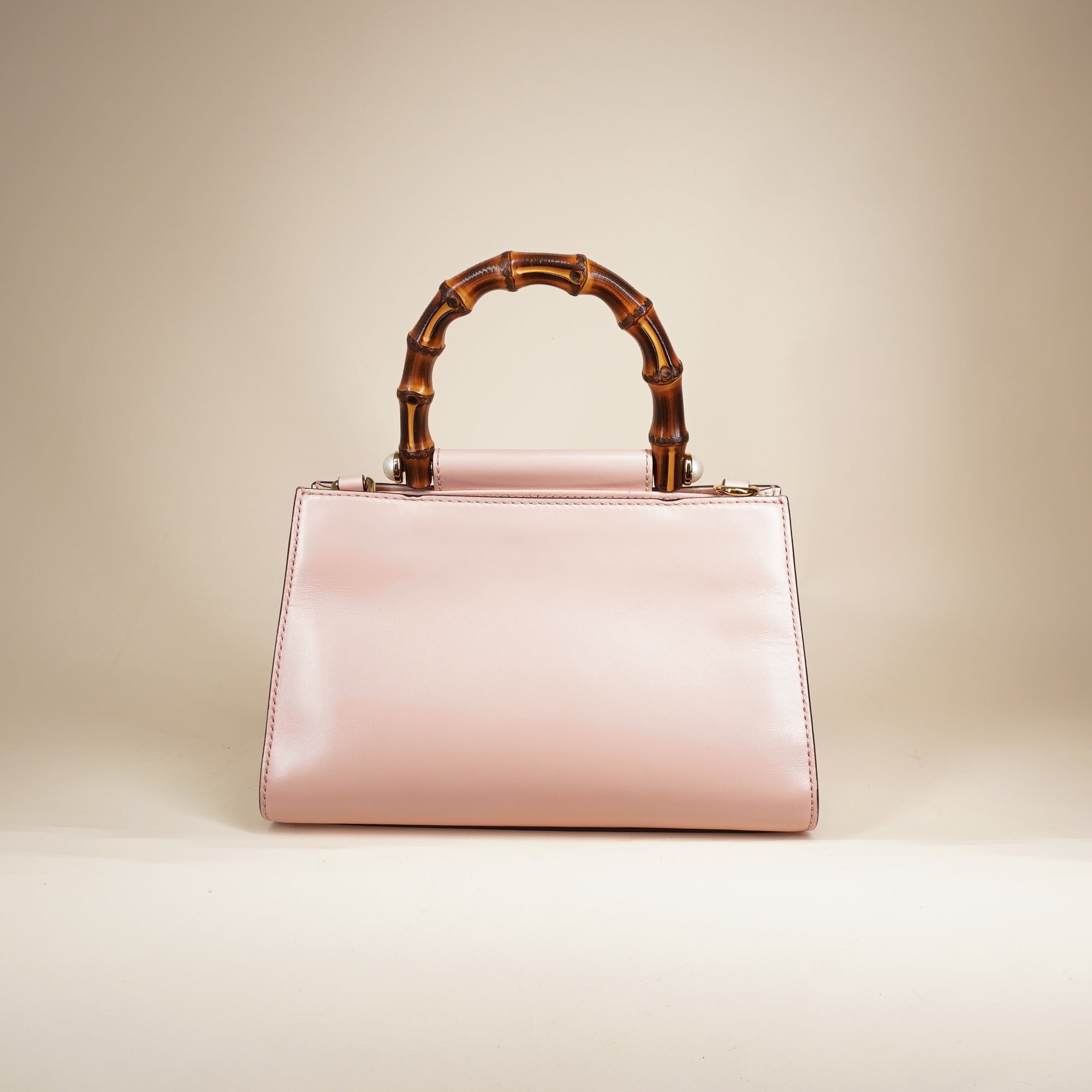 PRE-OWNED Pink Nymphea Bamboo Top Handle Shoulder Bag
