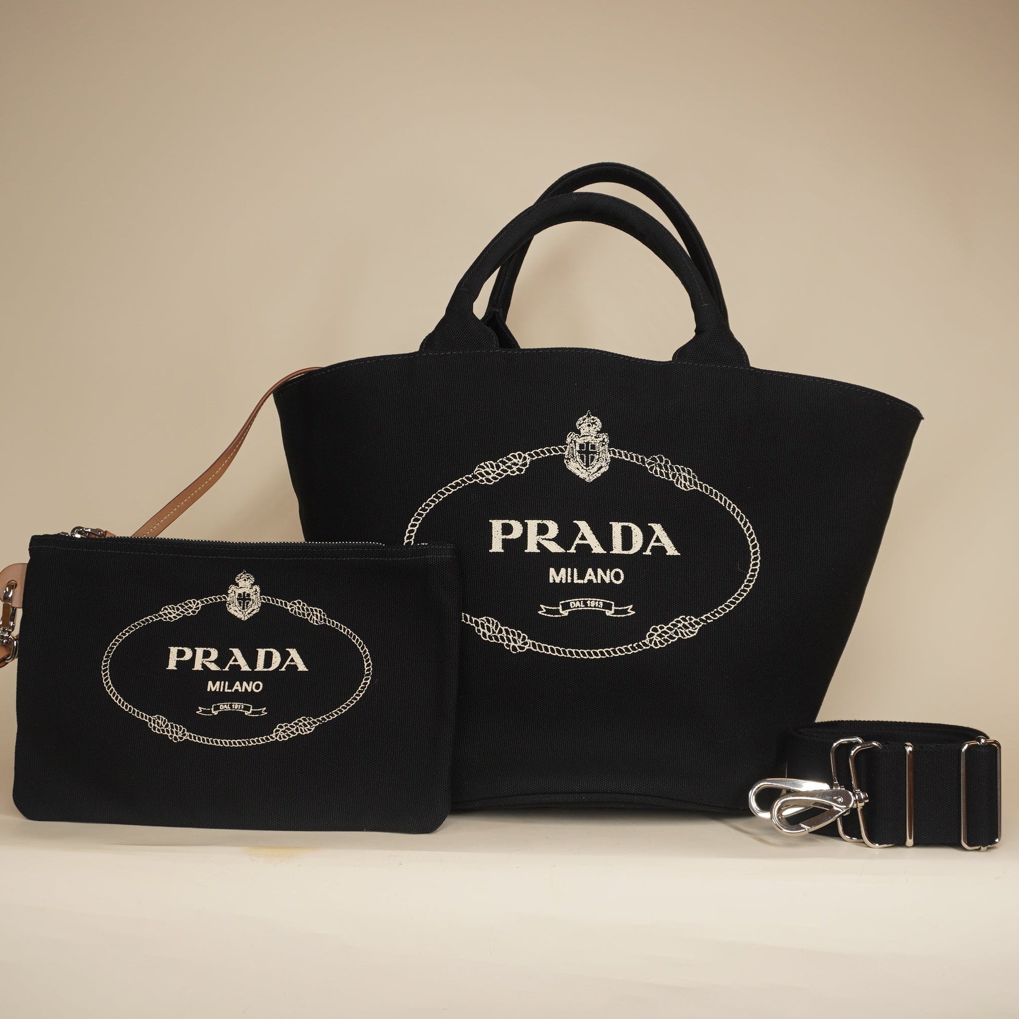 PRE-OWNEDCanapa Small Shopping Tote Bag and Shoulder Bag Black