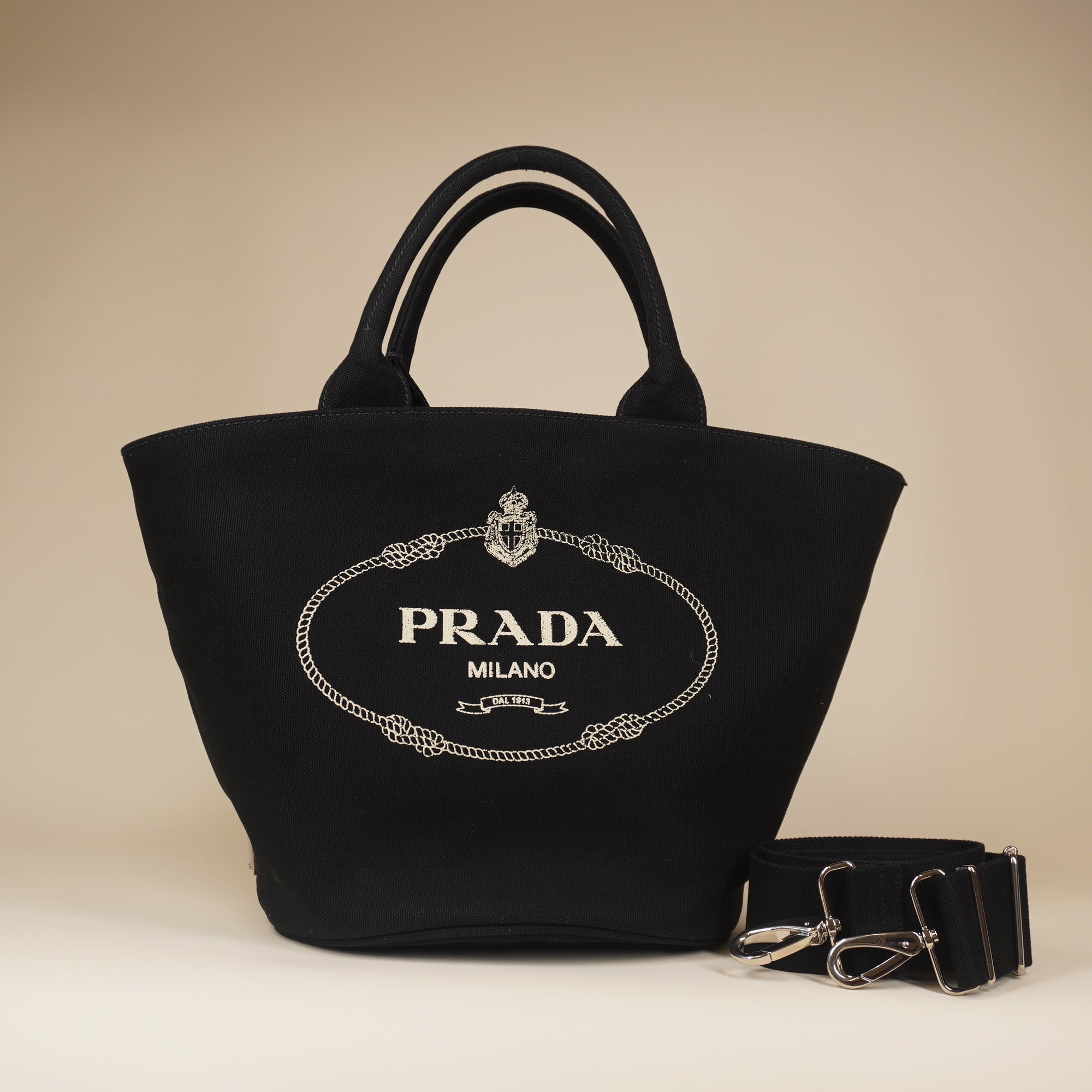 PRE-OWNEDCanapa Small Shopping Tote Bag and Shoulder Bag Black