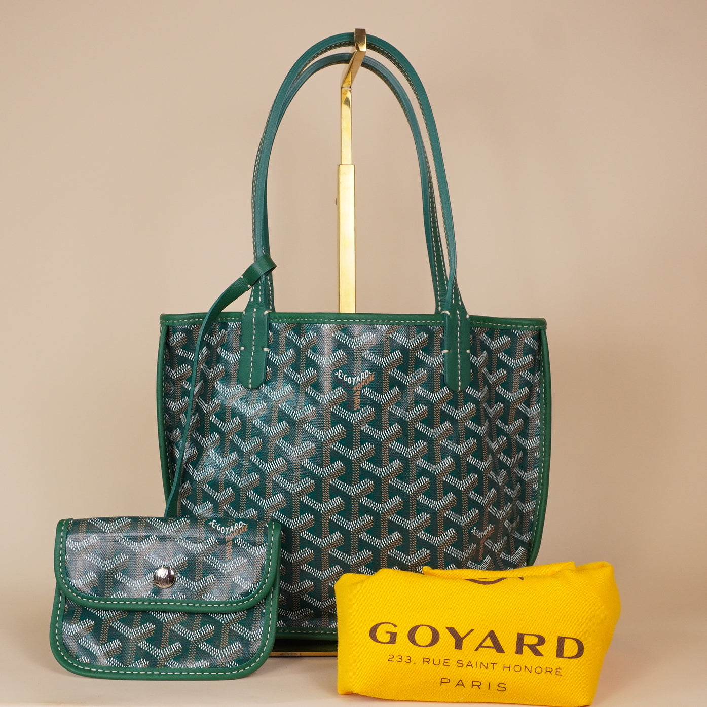 PRE-OWNED Goyardine Reversible Mini Anjou Green
