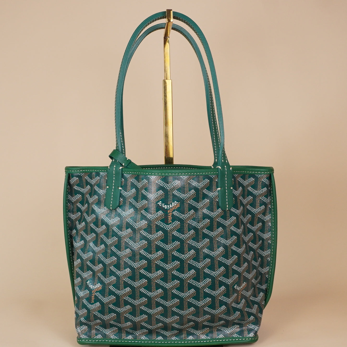 PRE-OWNED Goyardine Reversible Mini Anjou Green
