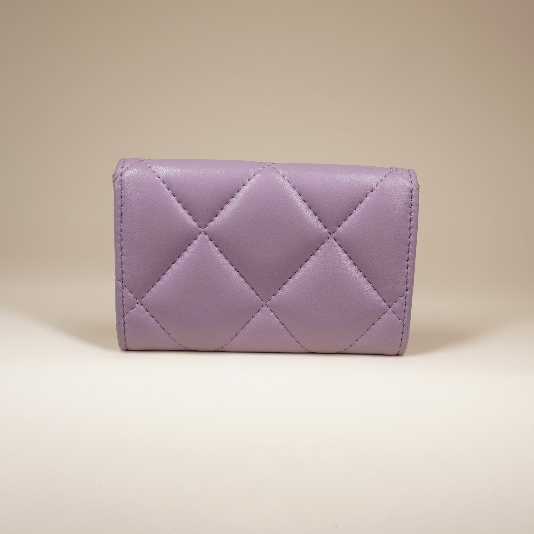 PRE-OWNED CC Lilac Quilted 19 Small Flap Wallet