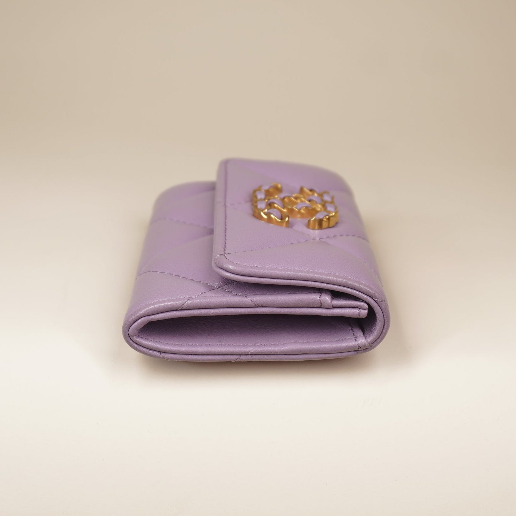 PRE-OWNED CC Lilac Quilted 19 Small Flap Wallet
