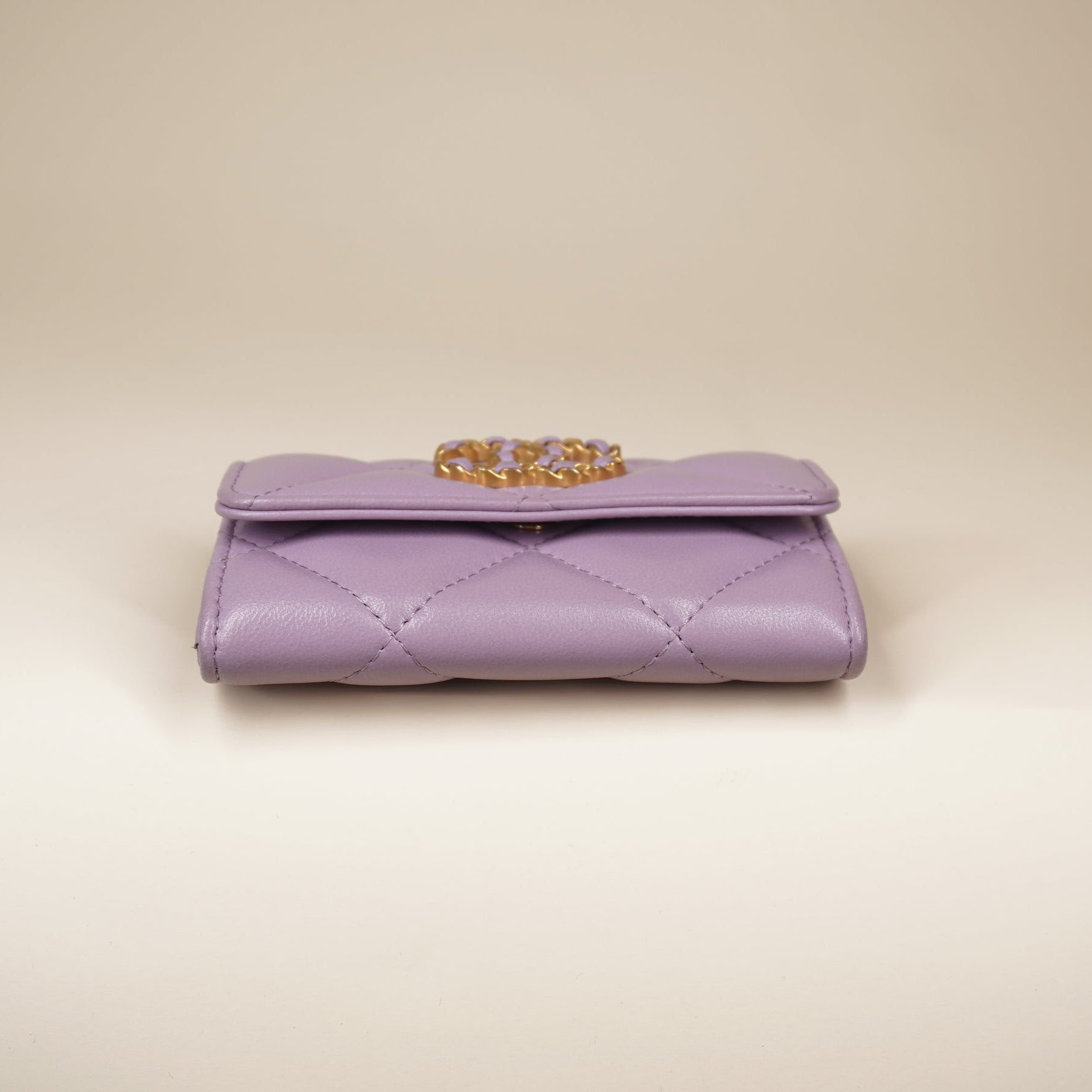 PRE-OWNED CC Lilac Quilted 19 Small Flap Wallet