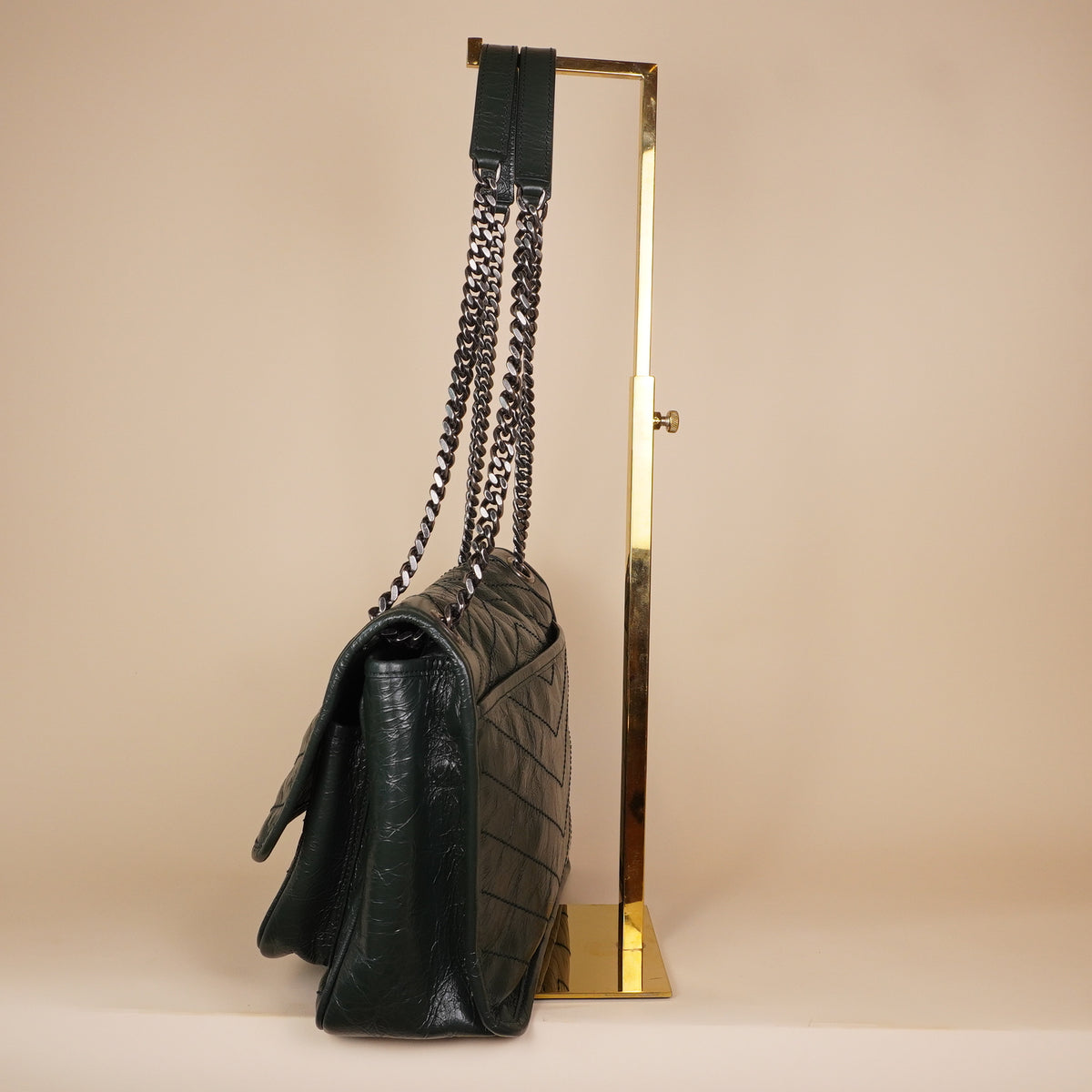 PRE-OWNED Algae Matelassé Crinkled Calfskin Medium Niki Bag