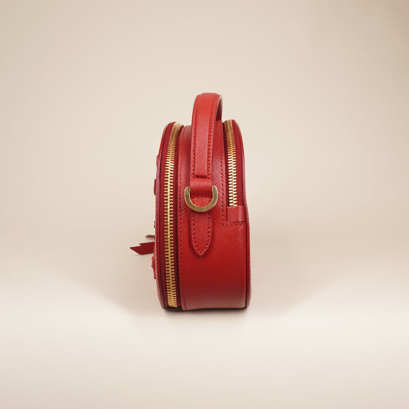 PRE-OWNED Saffiano Lux Heart & Flower Odette Crossbody Bag Red