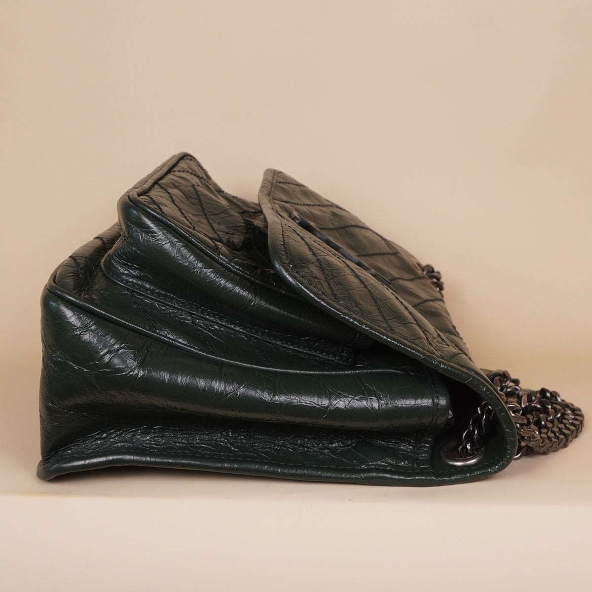 PRE-OWNED Algae Matelassé Crinkled Calfskin Medium Niki Bag