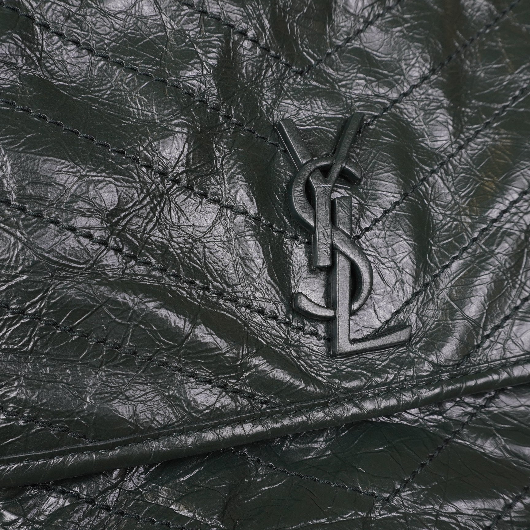 PRE-OWNED Algae Matelassé Crinkled Calfskin Medium Niki Bag