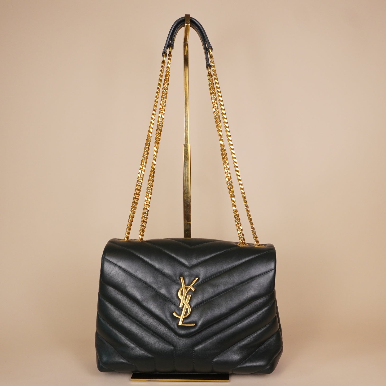 PRE-OWNED Paris Green Leather Medium Loulou Bag