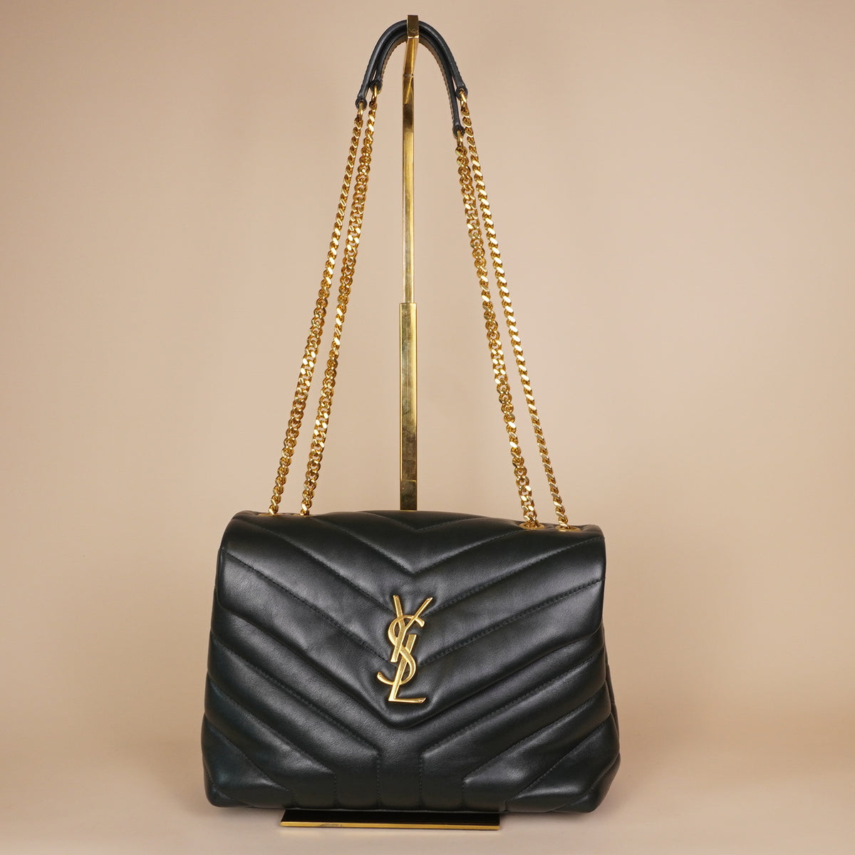 PRE-OWNED Paris Green Leather Medium Loulou Bag
