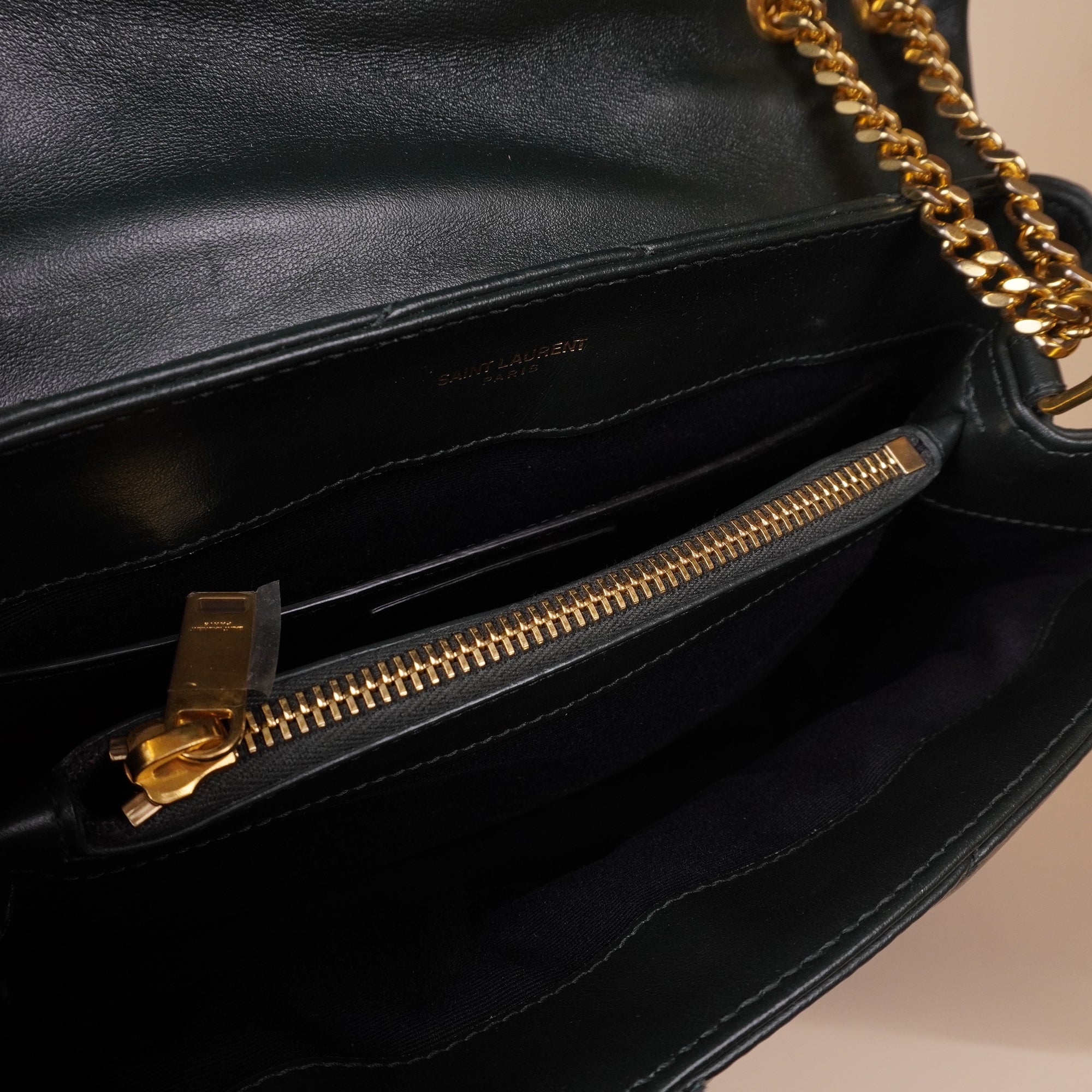 PRE-OWNED Paris Green Leather Medium Loulou Bag