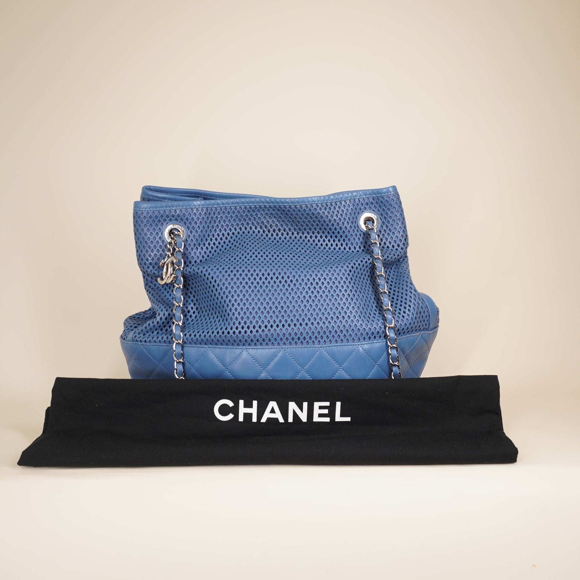 PRE-OWNED  Blue Leather Up in the air Perforated Leather Shoulder Bag