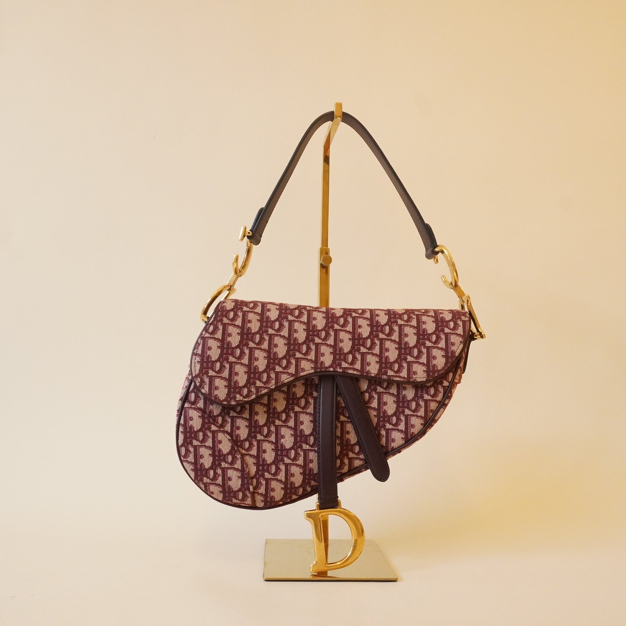 PRE-OWNED Oblique Saddle Bag Burgundy