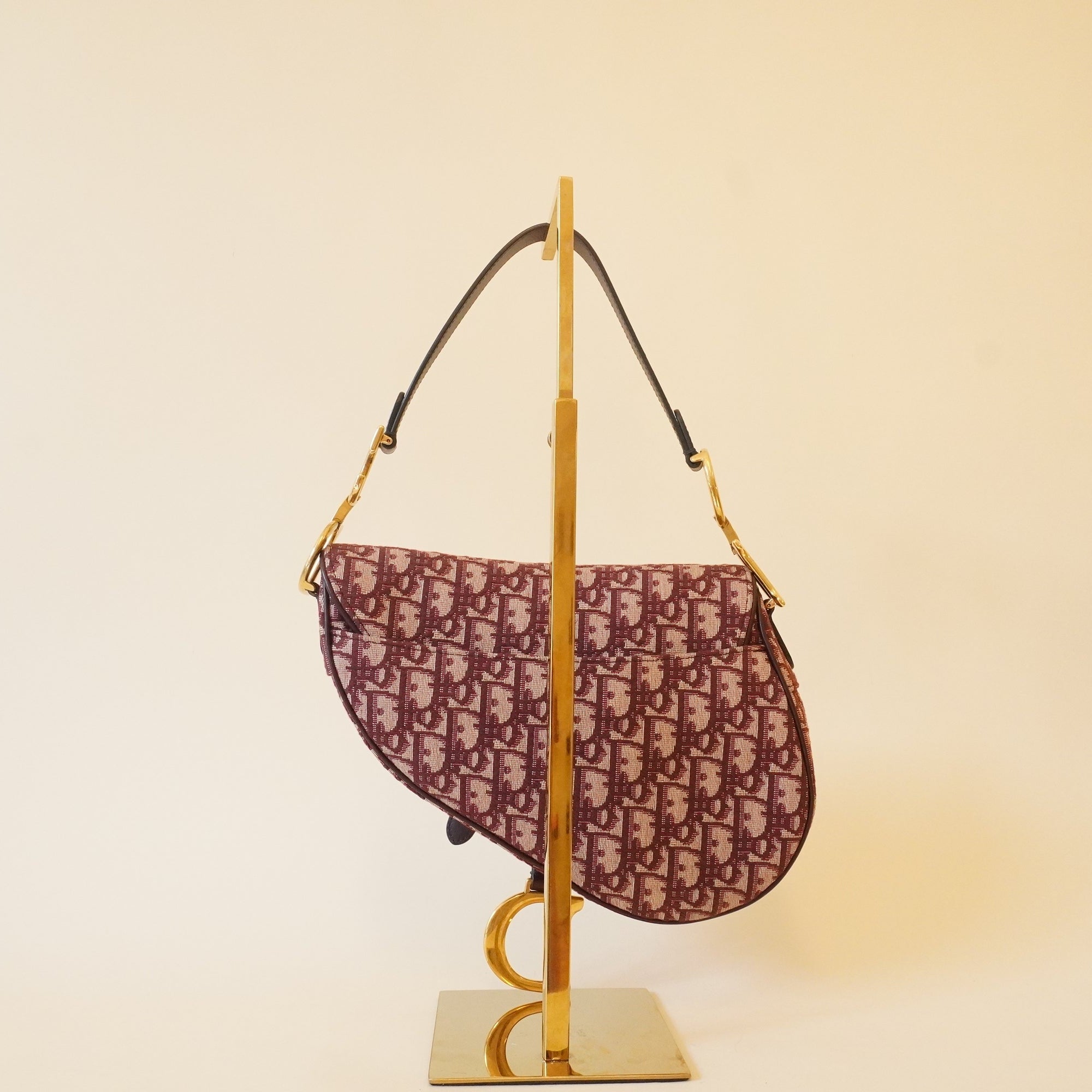 PRE-OWNED Oblique Saddle Bag Burgundy