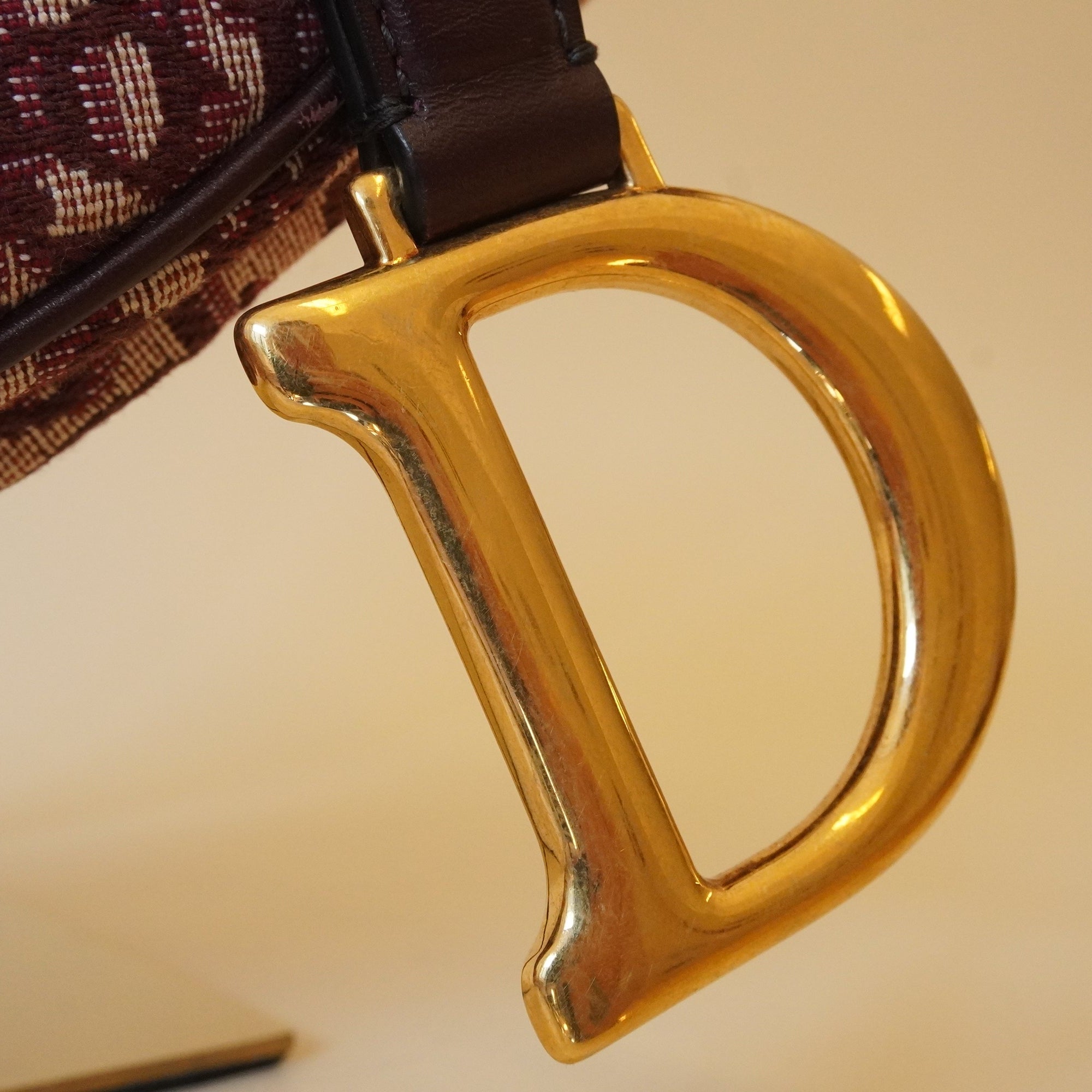 PRE-OWNED Oblique Saddle Bag Burgundy