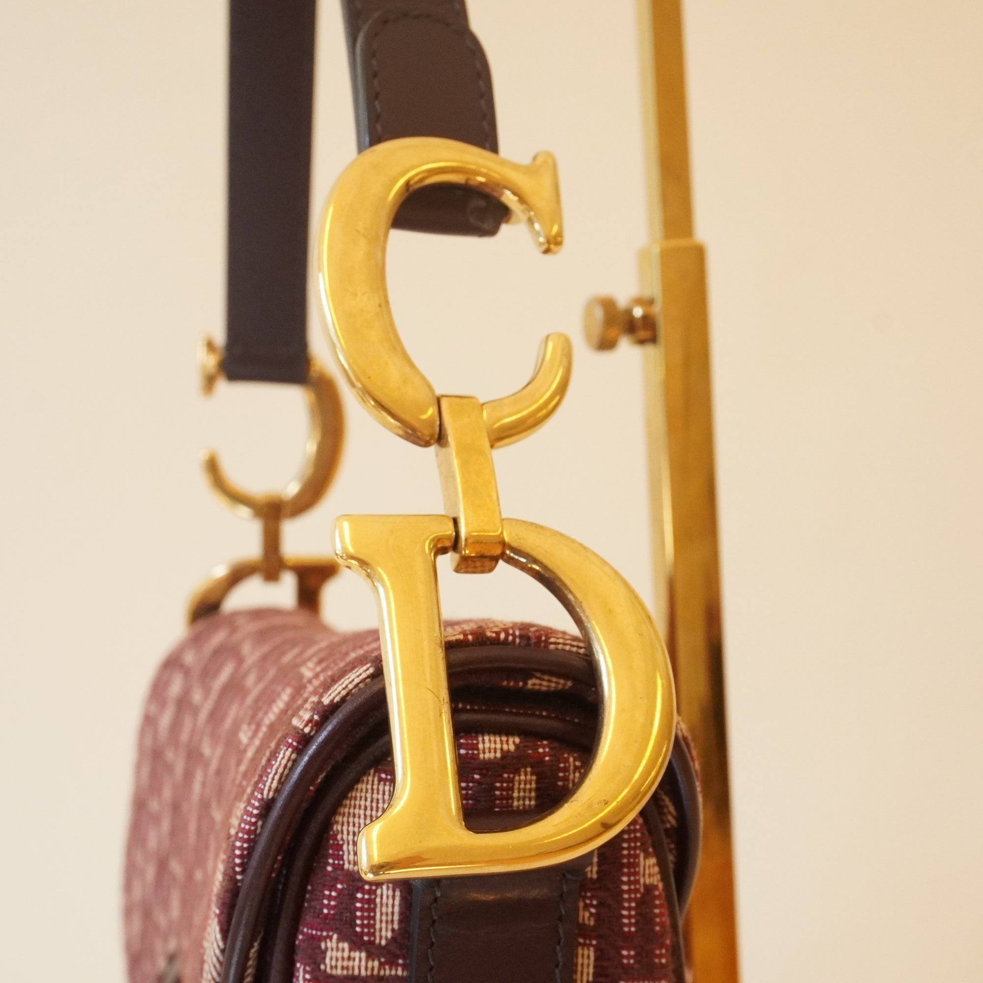 PRE-OWNED Oblique Saddle Bag Burgundy