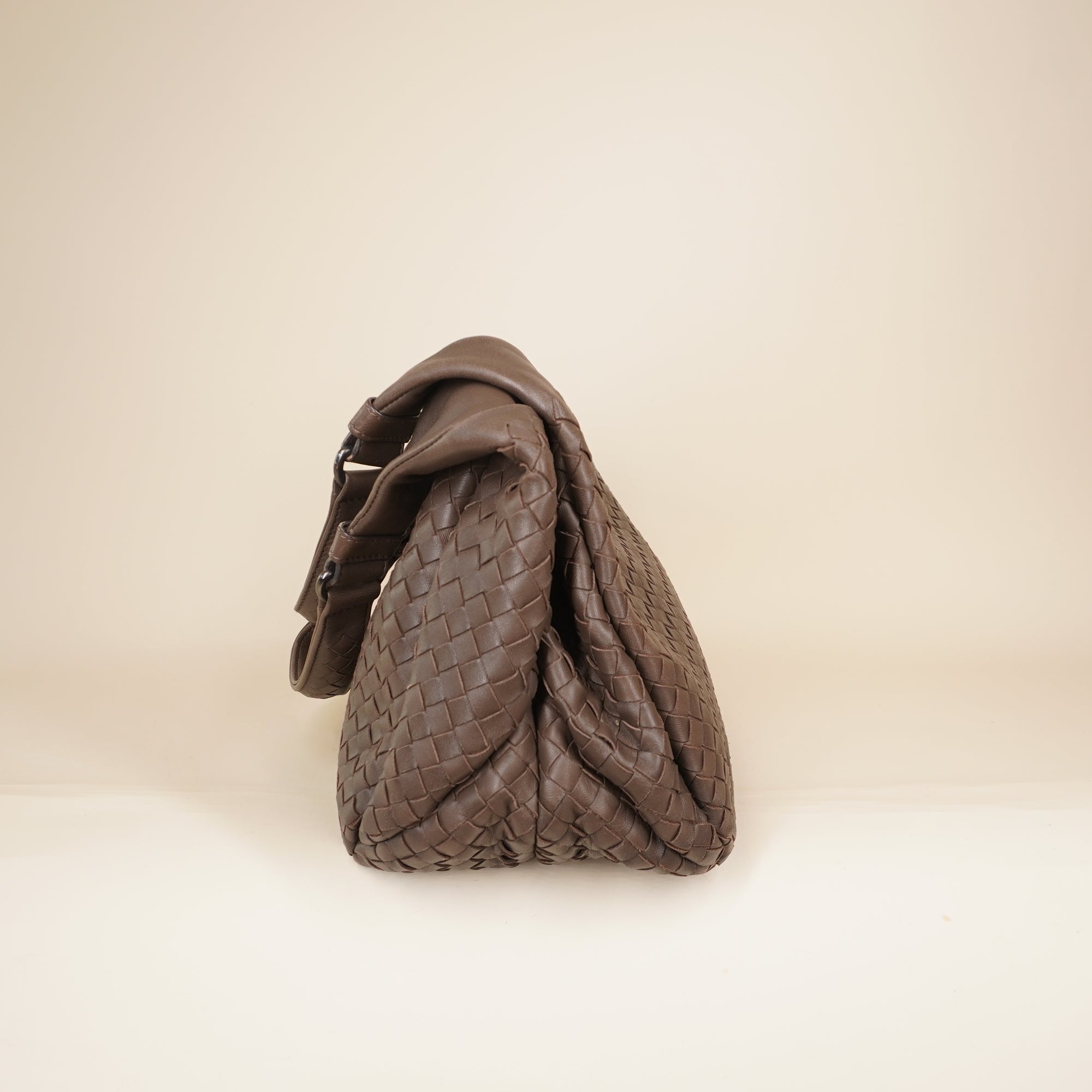 PRE-OWNED Grey Intrecciato Campana Hobo Shoulder Bag