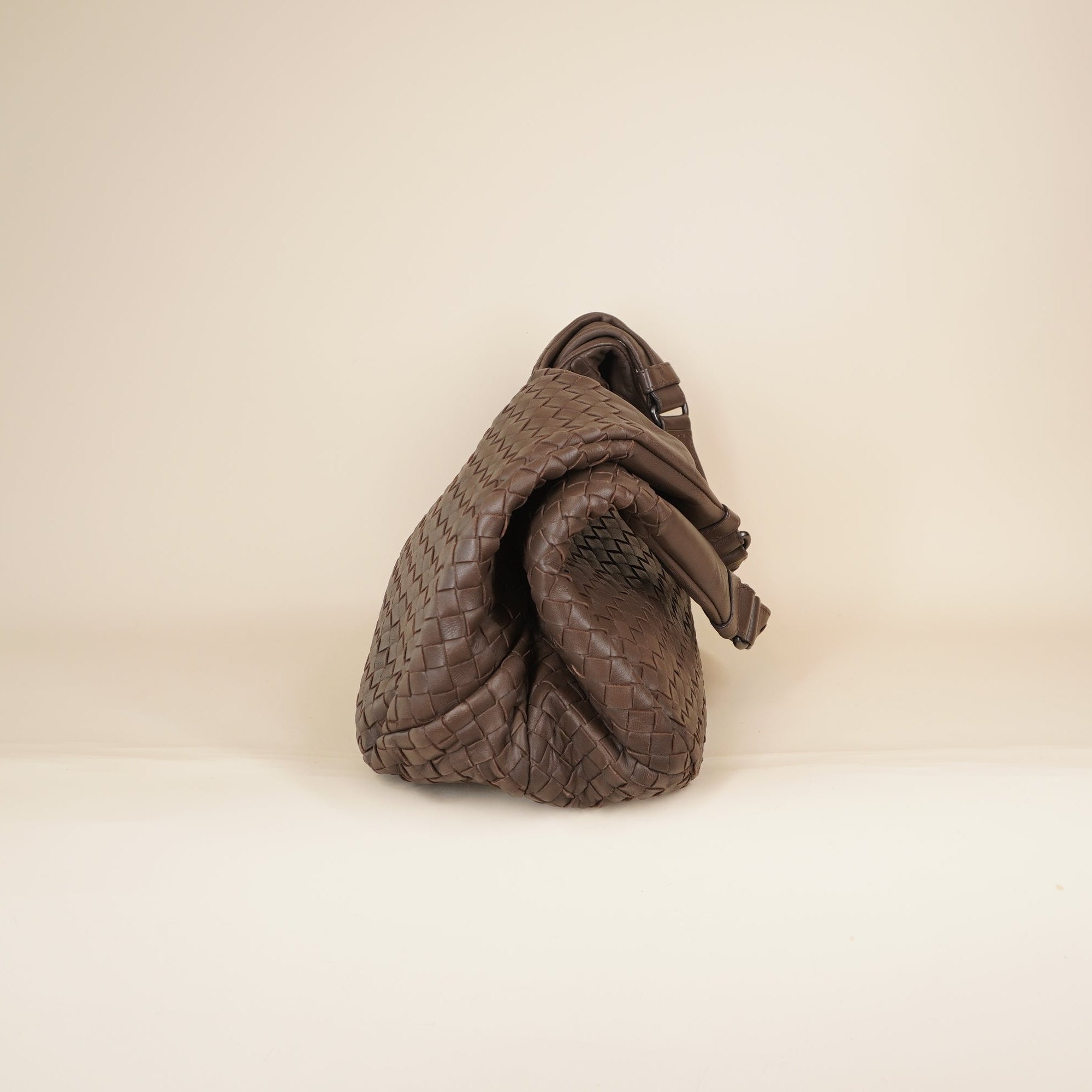 PRE-OWNED Grey Intrecciato Campana Hobo Shoulder Bag