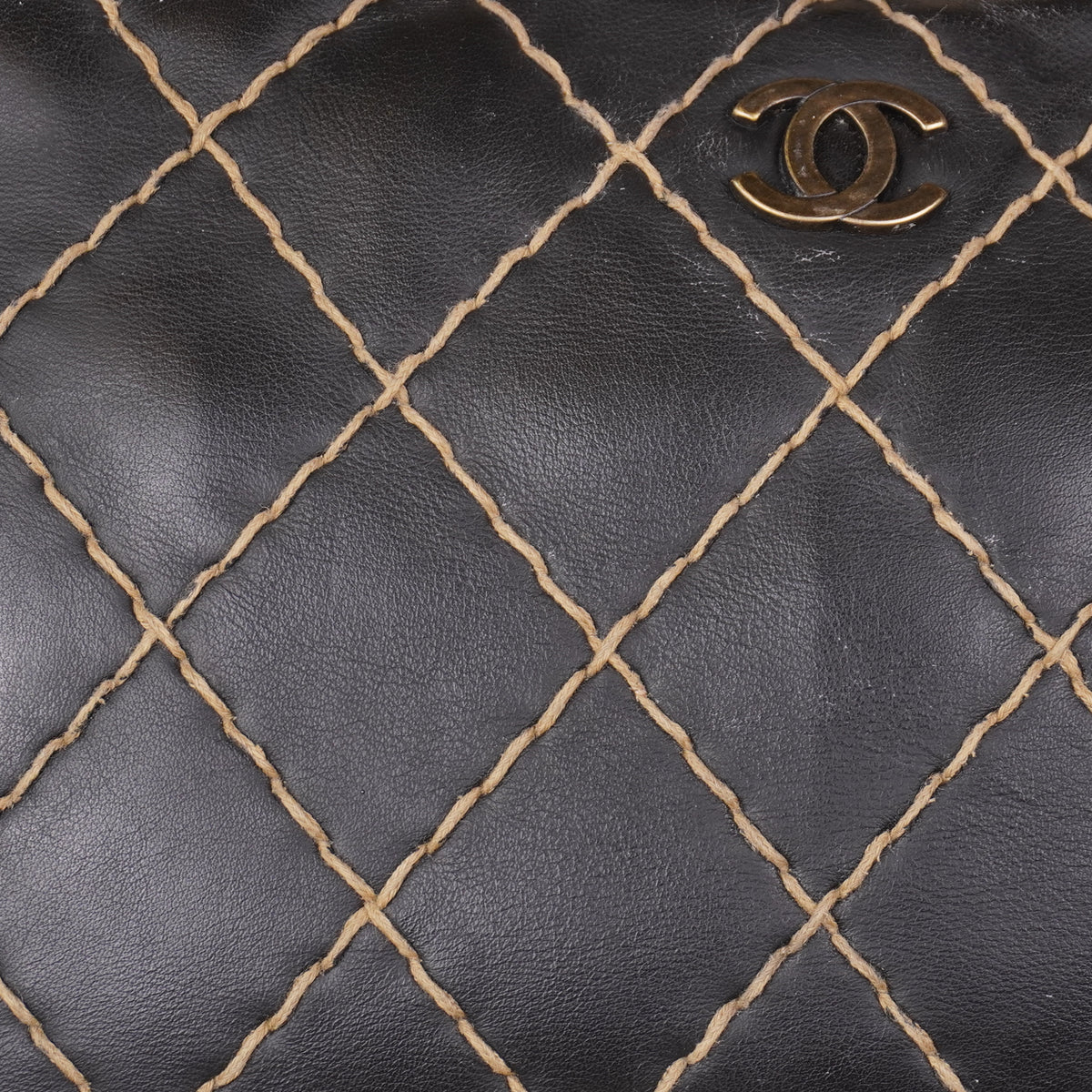 PRE-OWNED CC Surpique Black Bowler Bag