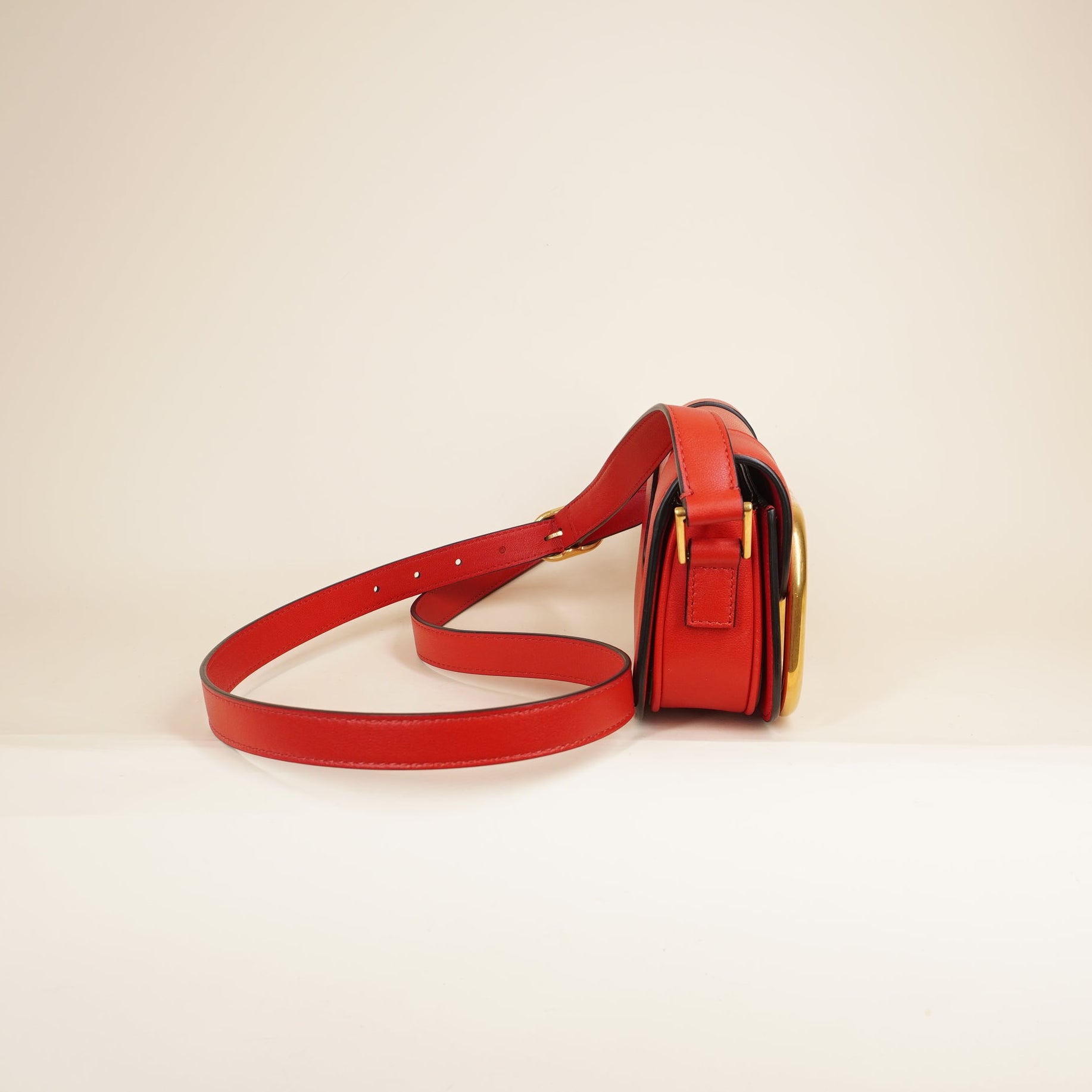 PRE-OWNED Red Leather Small Supervee Crossbody Bag