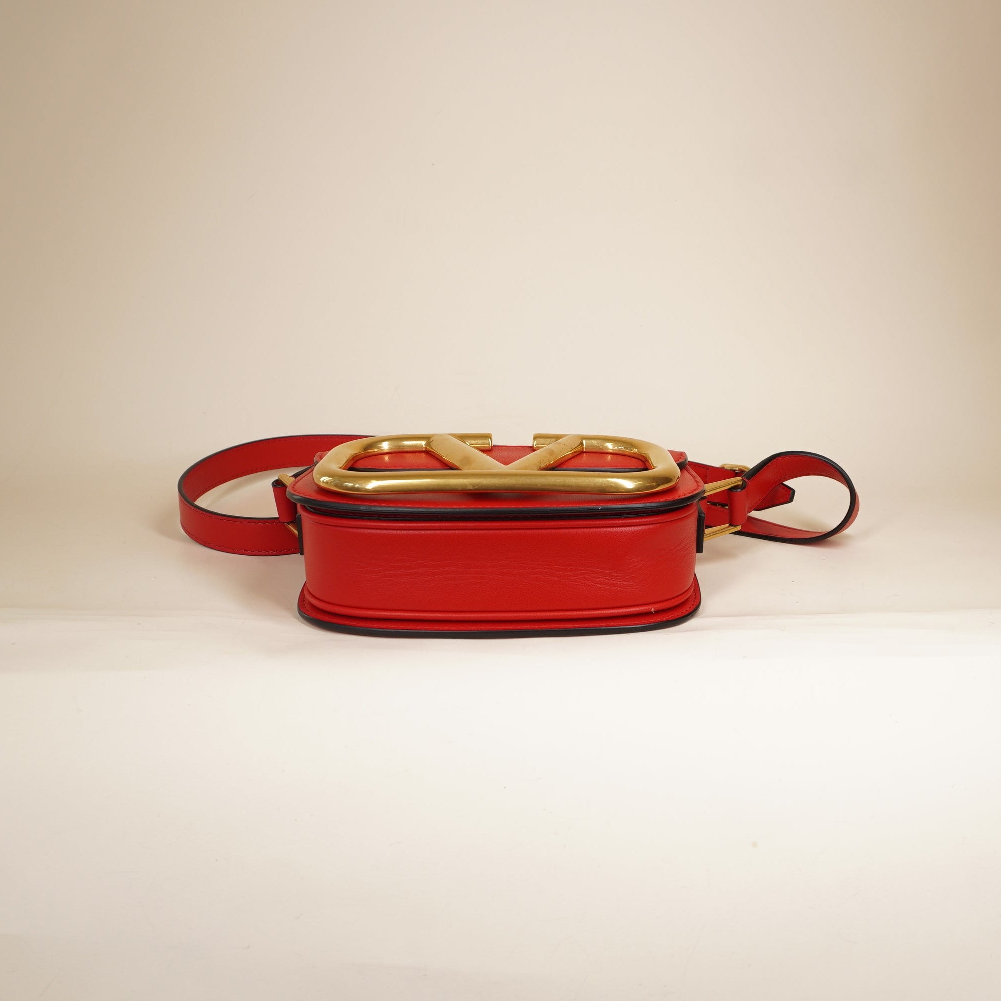 PRE-OWNED Red Leather Small Supervee Crossbody Bag