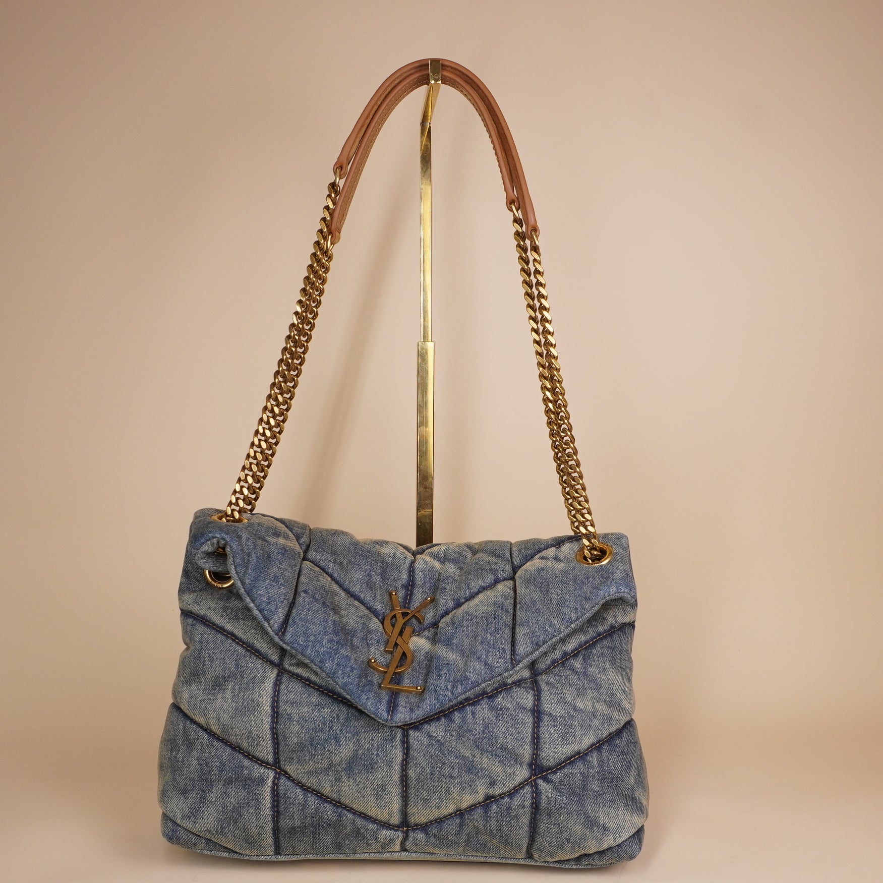 PRE-OWNED Rodeo Blue Denim Medium Loulou Puffer Bag