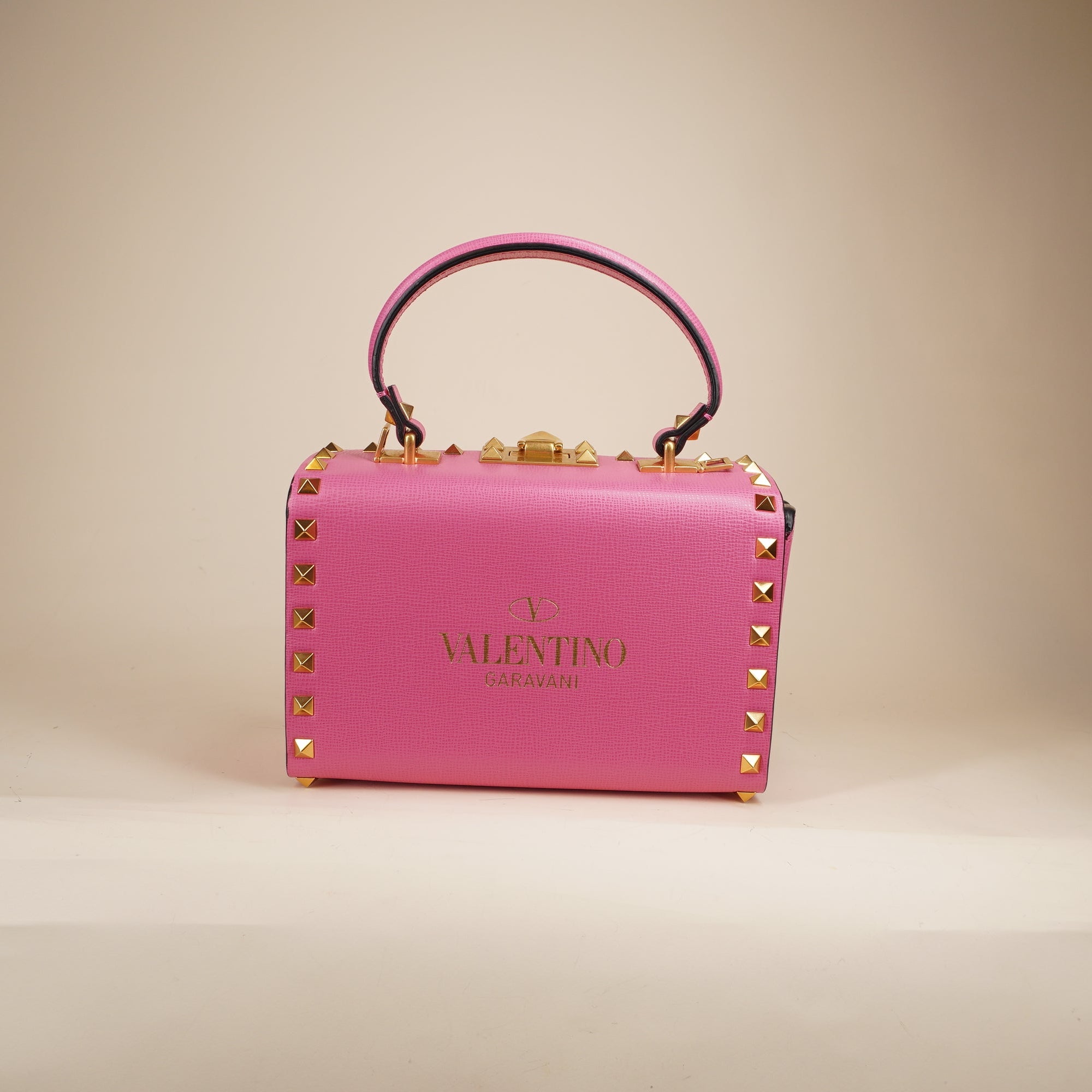 PRE-OWNED Rockstud Alcove Box Handle Pink Crossbody Bag