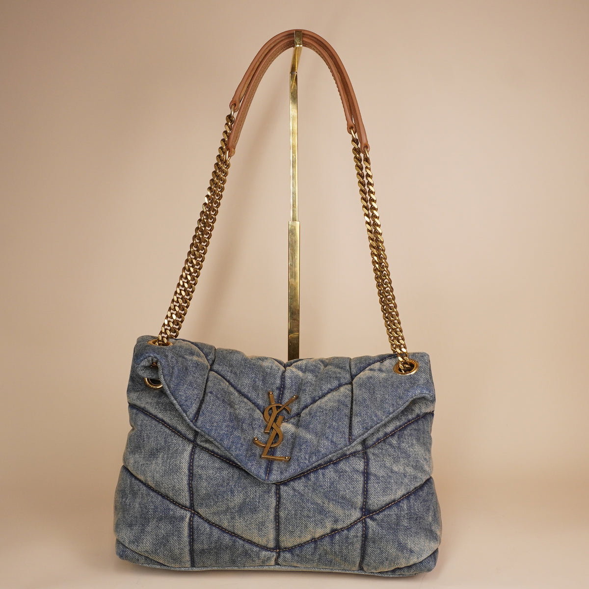 PRE-OWNED Rodeo Blue Denim Medium Loulou Puffer Bag
