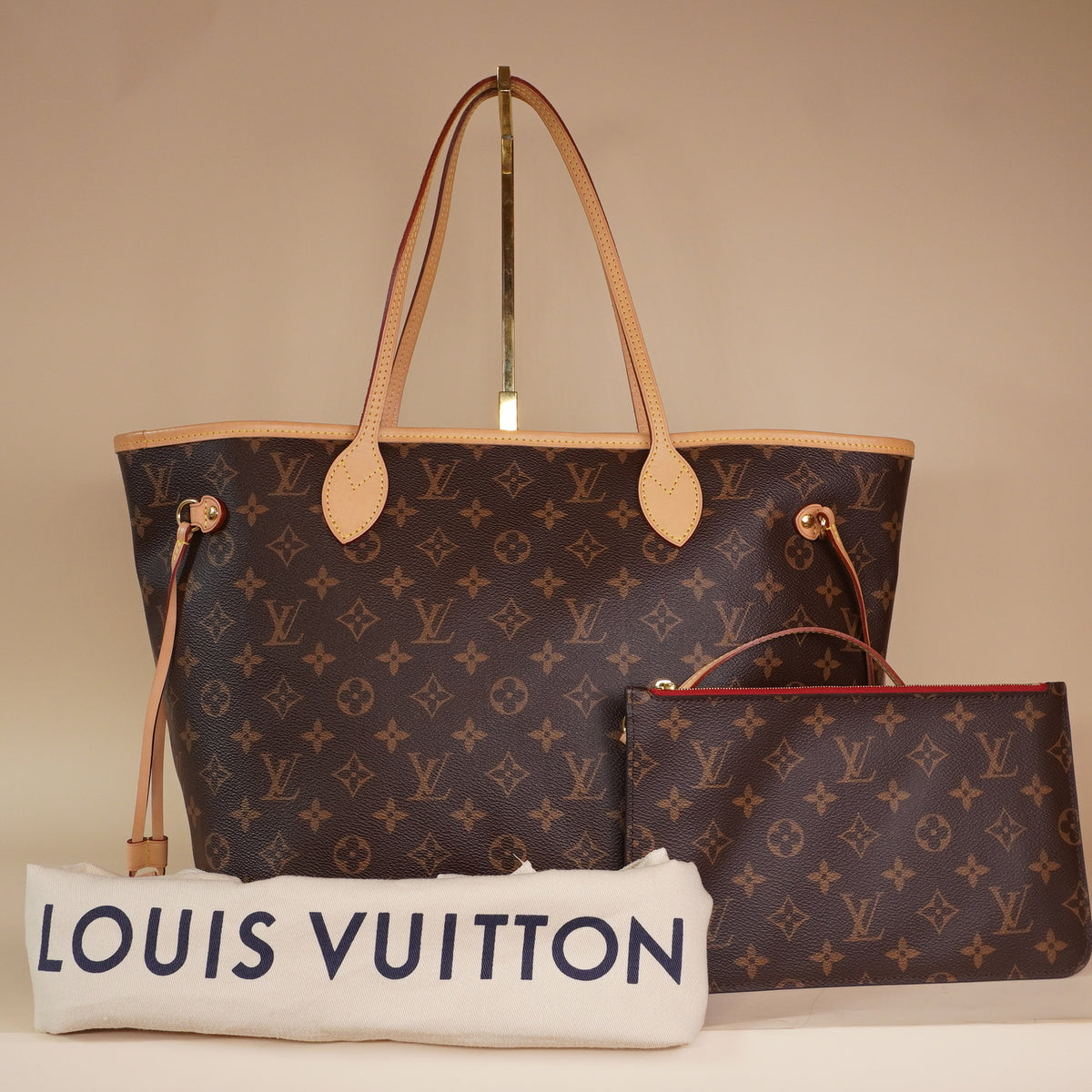 PRE-OWNED LV Monogram Neo Neverfull MM Cherry