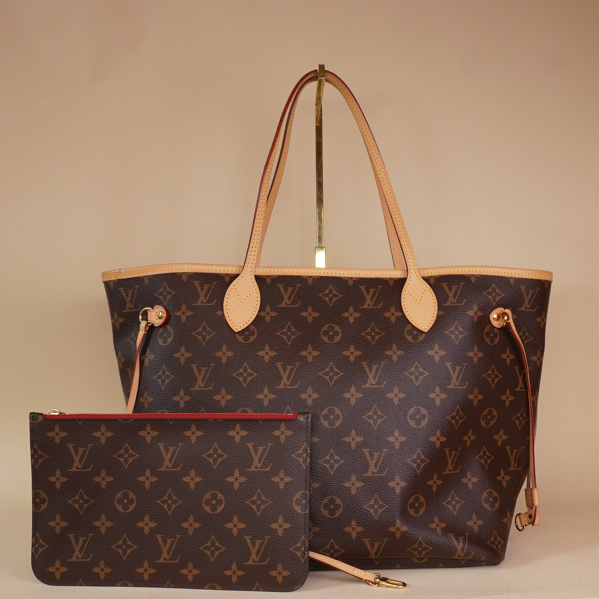 PRE-OWNED LV Monogram Neo Neverfull MM Cherry