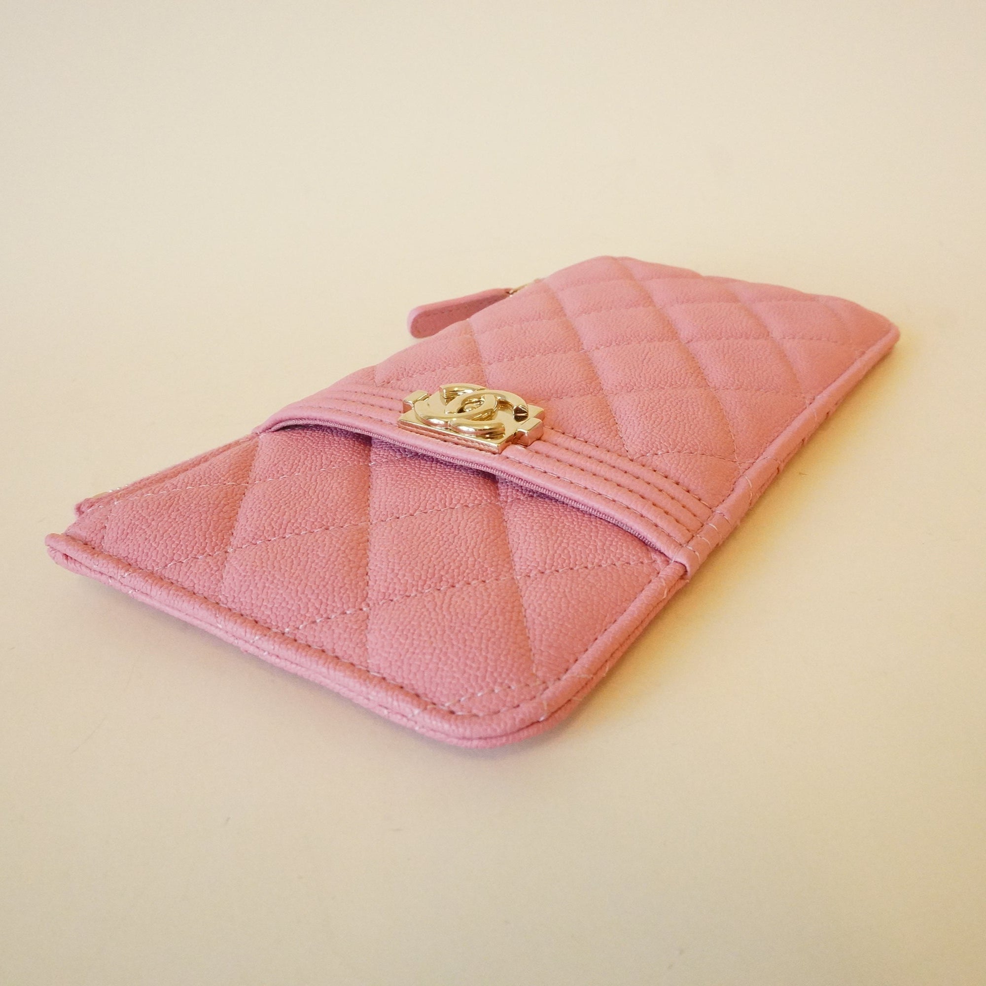 Pink Leboy Caviar Cardholder and Phone Holder