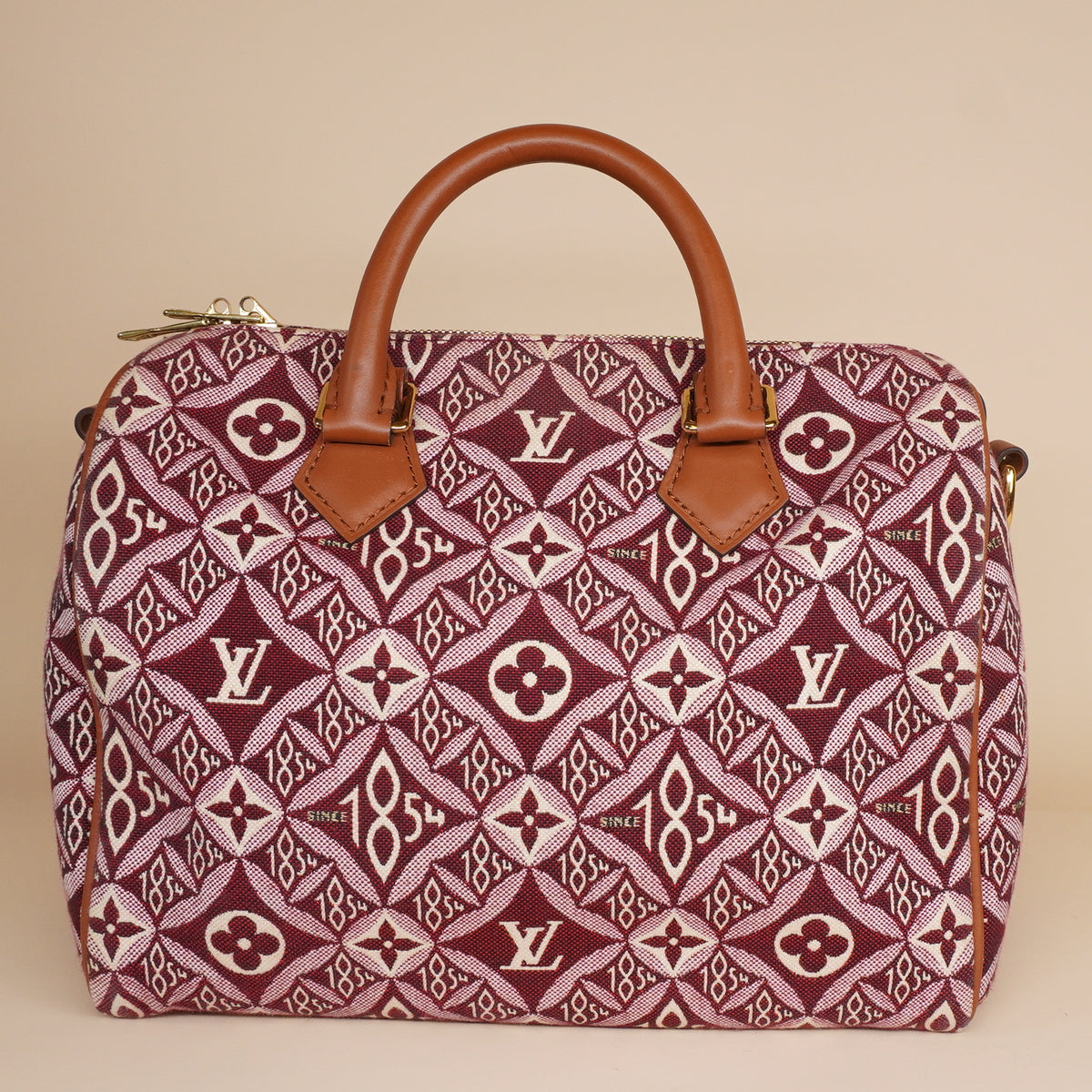 PRE-OWNED LV Jacquard Since 1854 Speedy Bandouliere 25 Bordeaux
