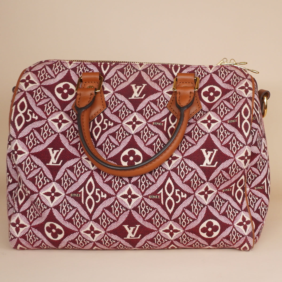 PRE-OWNED LV Jacquard Since 1854 Speedy Bandouliere 25 Bordeaux