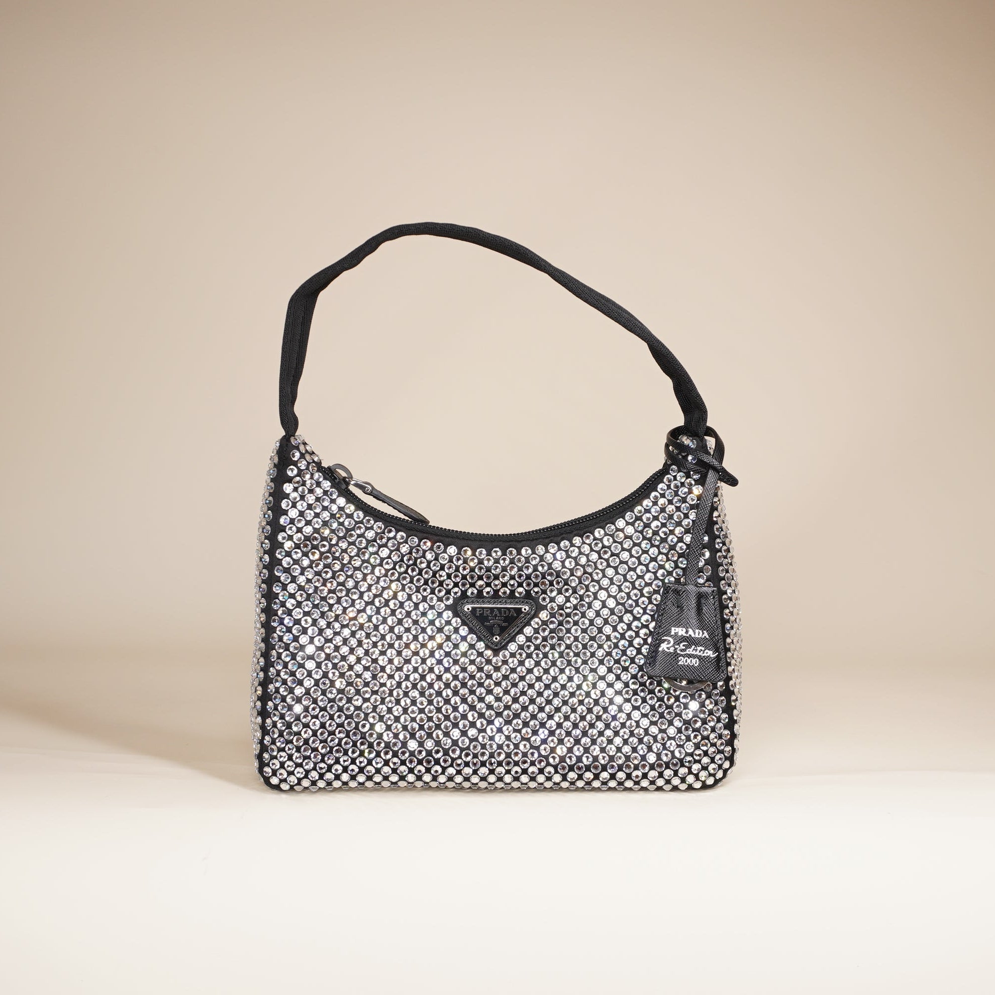 PRE-OWNED  Black Crystals Satin Re-Edition 2005 Mini Bag