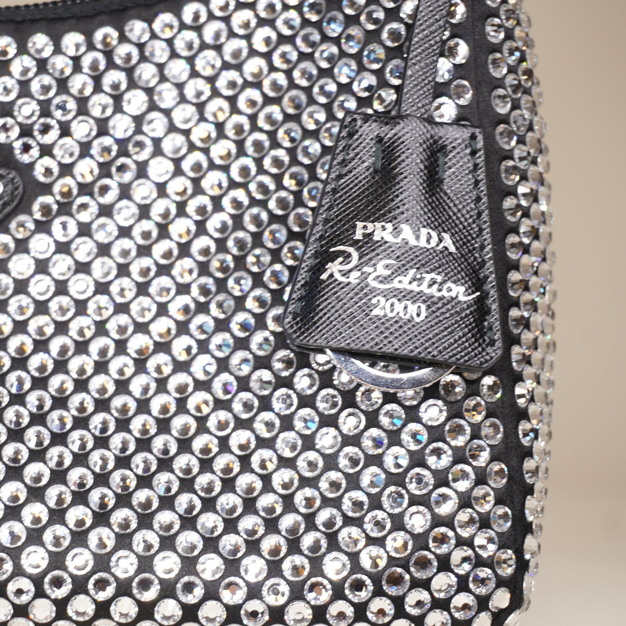 PRE-OWNED  Black Crystals Satin Re-Edition 2005 Mini Bag