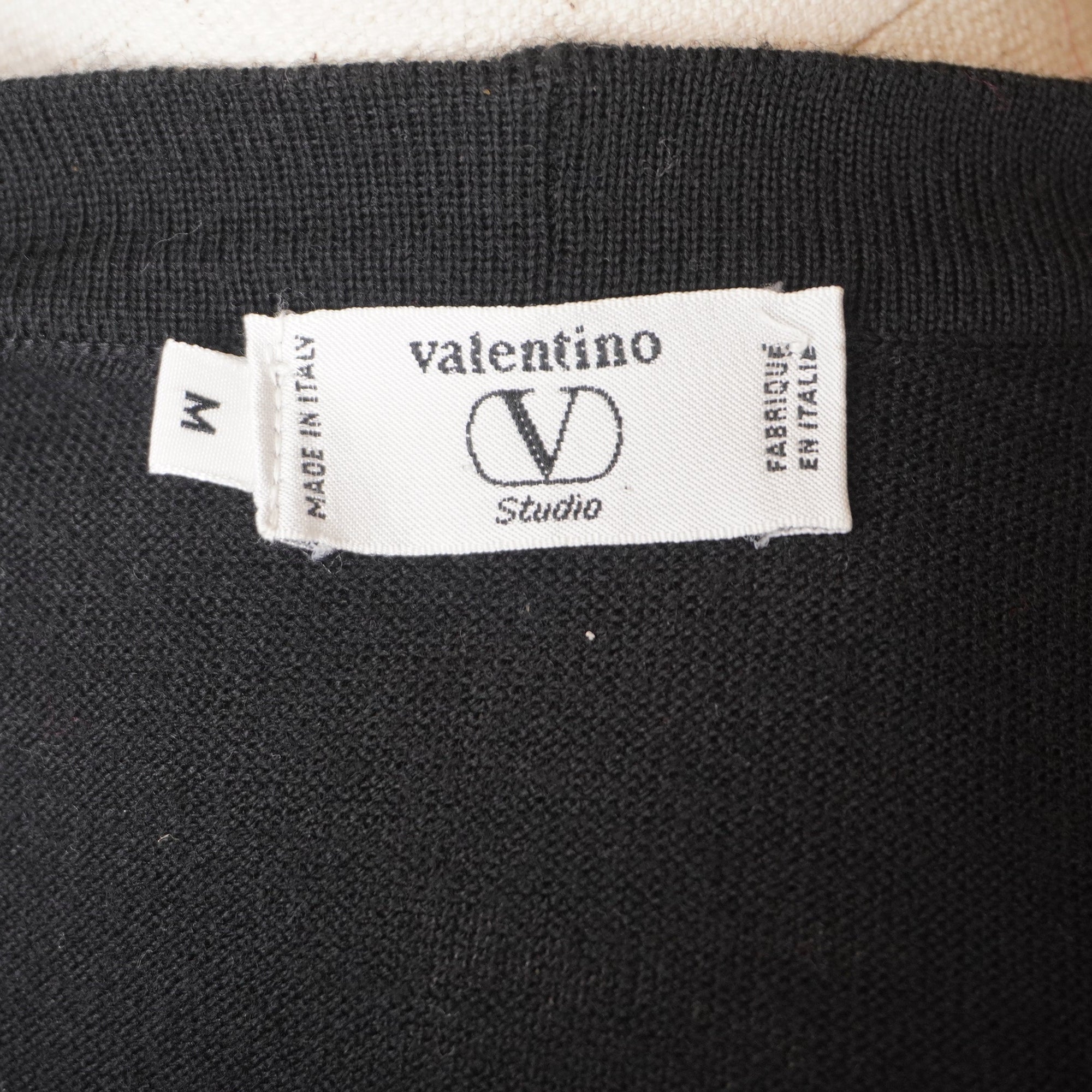 PRE-OWNED Vgold Wool Cardigan Black M