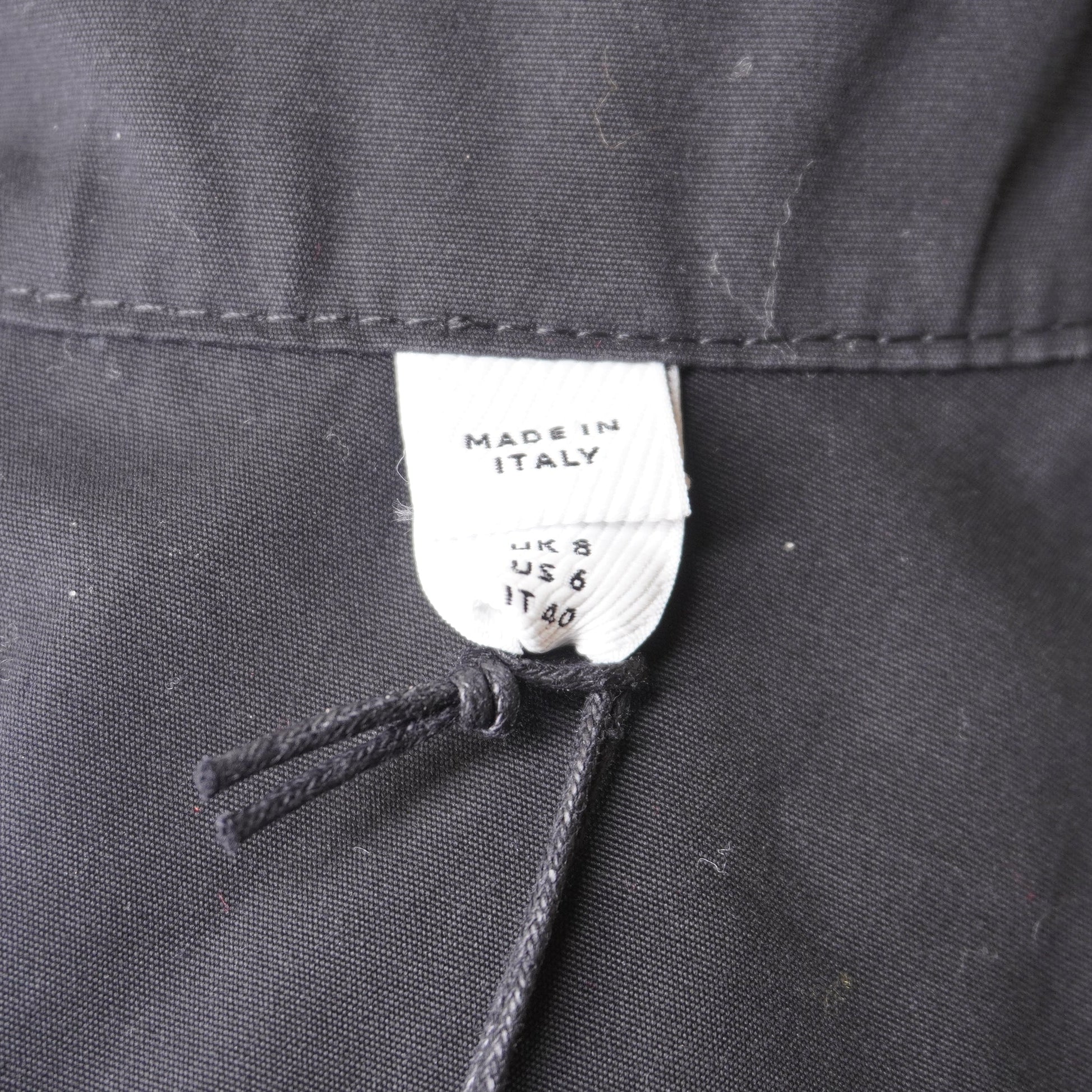 PRE-OWNED Macrame Lace Hem Cotton Cropped Shirt Black M