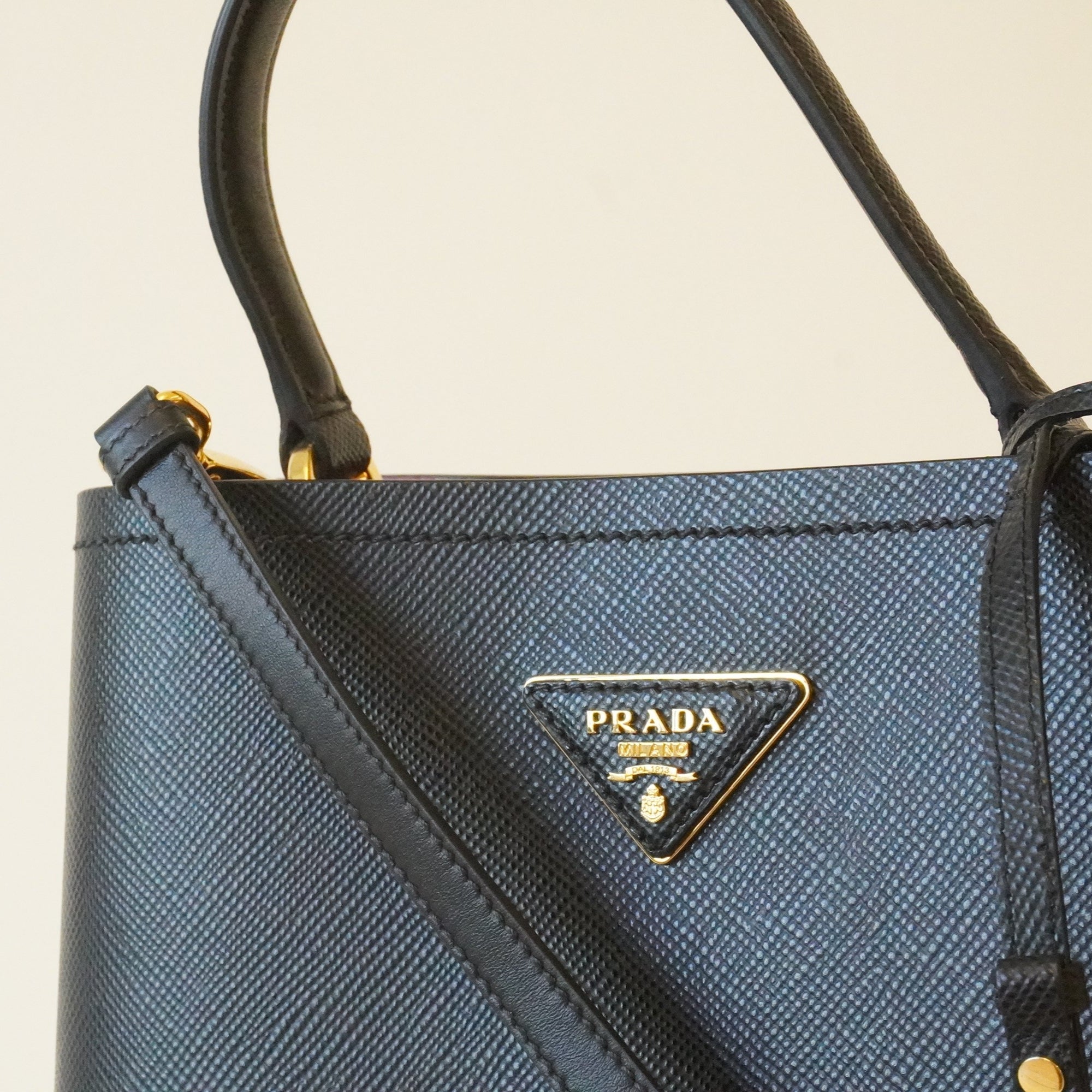 PRE-OWNED Black Panier Medium Saffiano Shoulder Bag