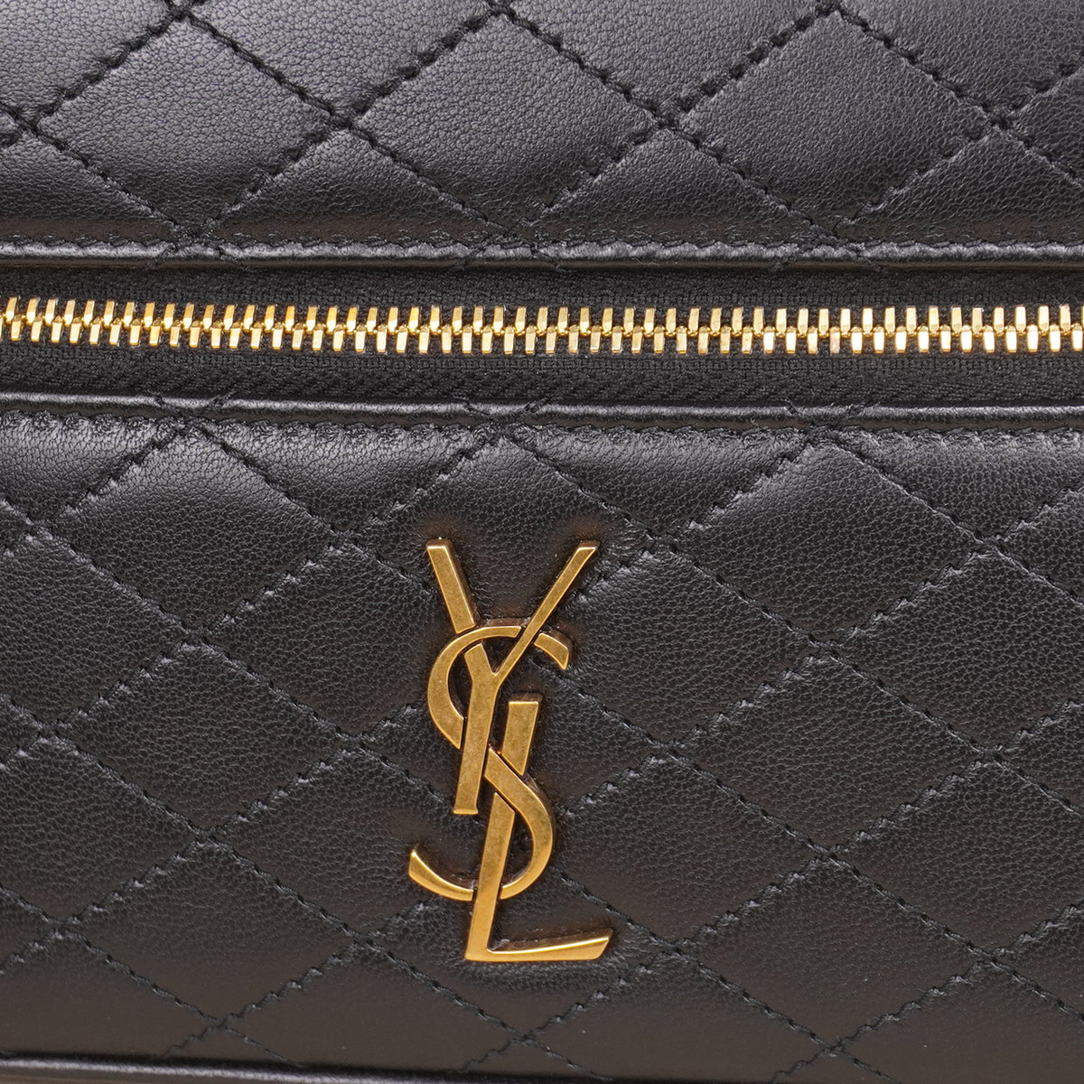 PRE-OWNED Lambskin Quilted Mini Gaby Vanity Case Black