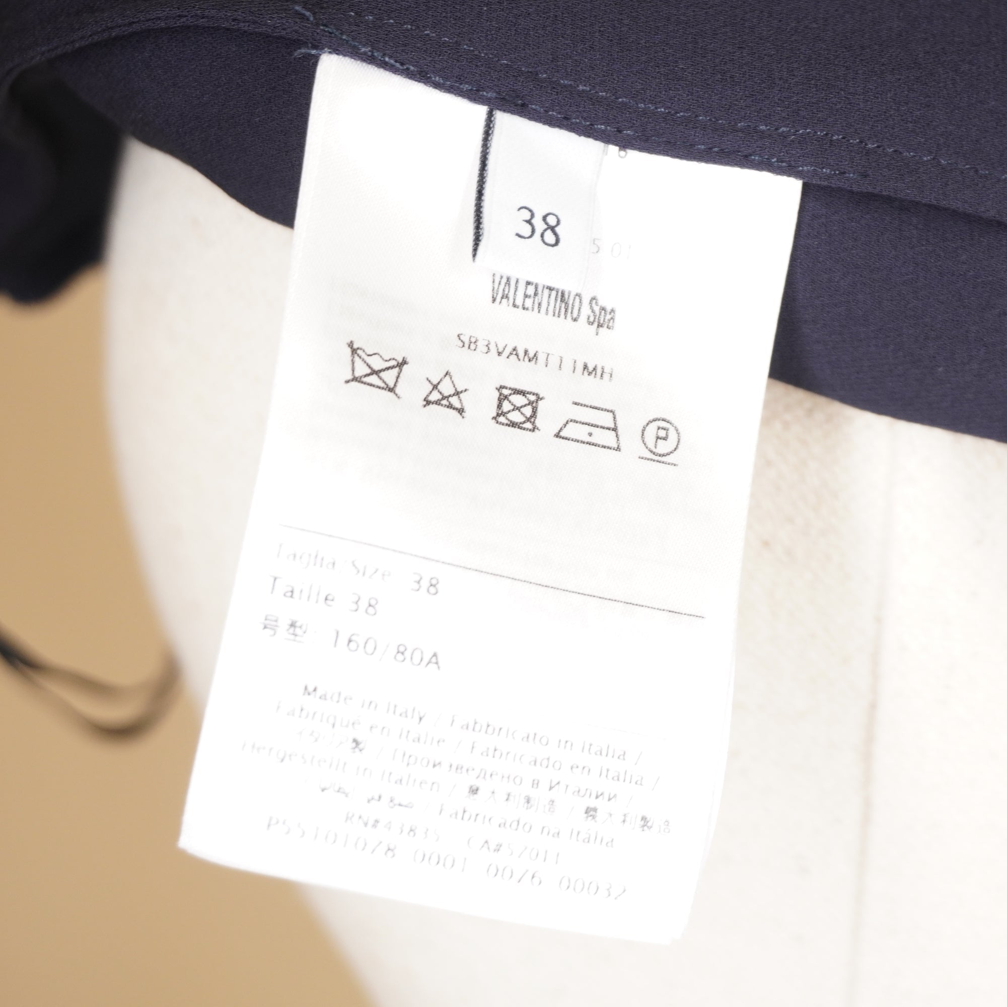 PRE-OWNED  Ruffle Silk Crepe Short Dress Navy S