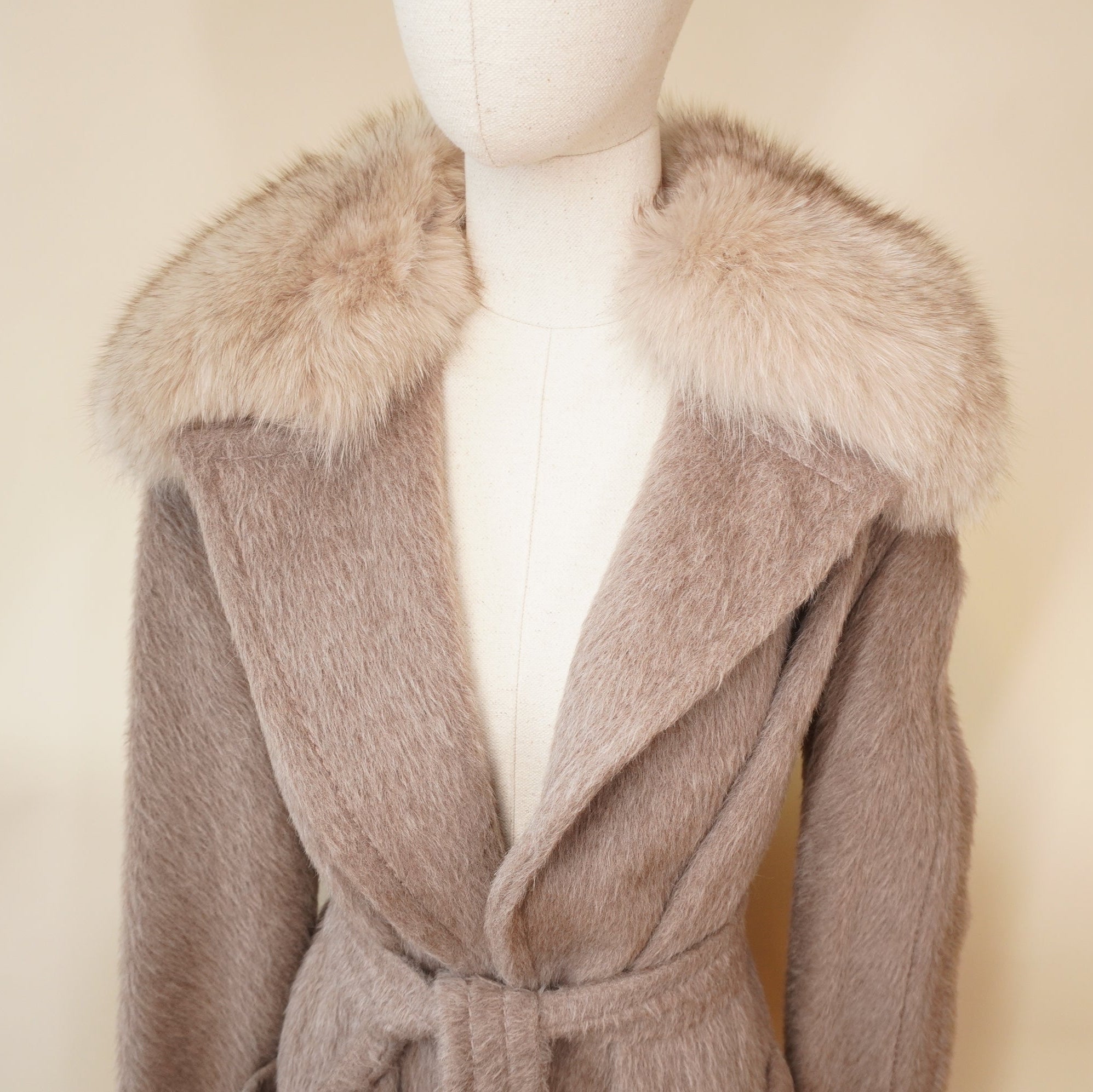 PRE-OWNED MAX MARA Long Sleeve Fur Long Winter Alpaca mixed Fur ML